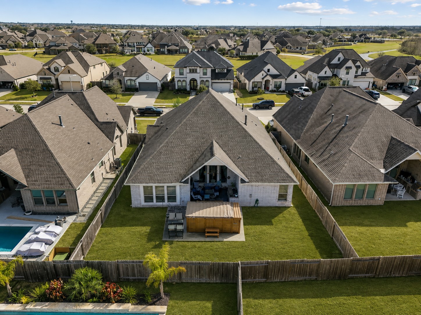 Aerial view of the backyard