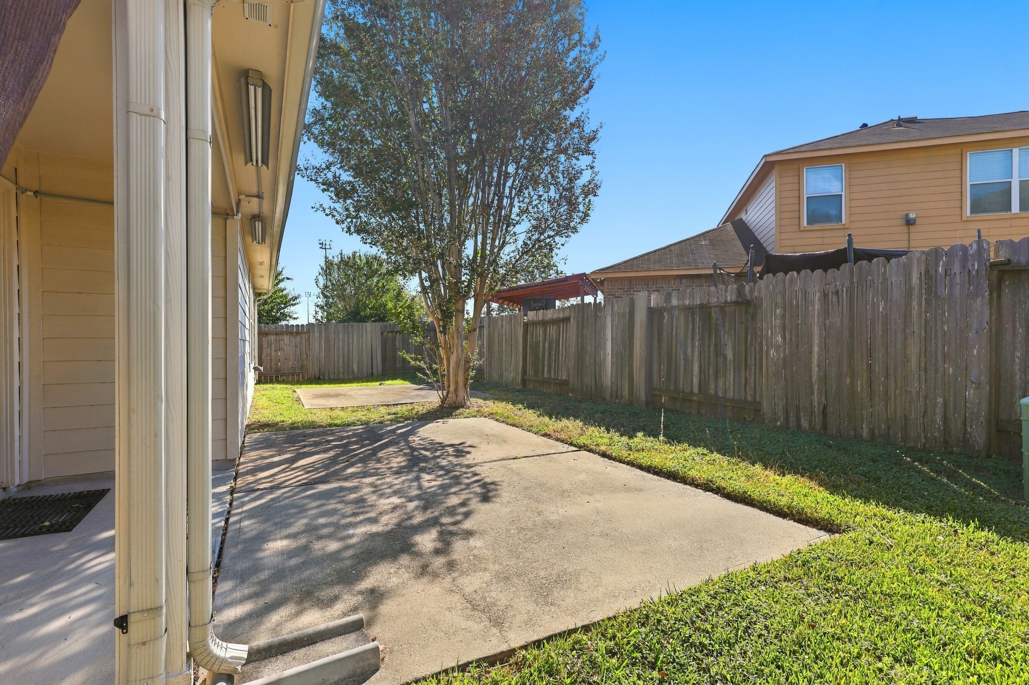 Backyard with extended patio
