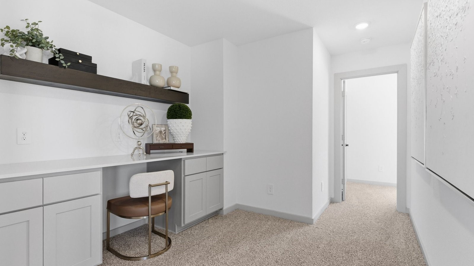 Upstairs nook with a built in office area