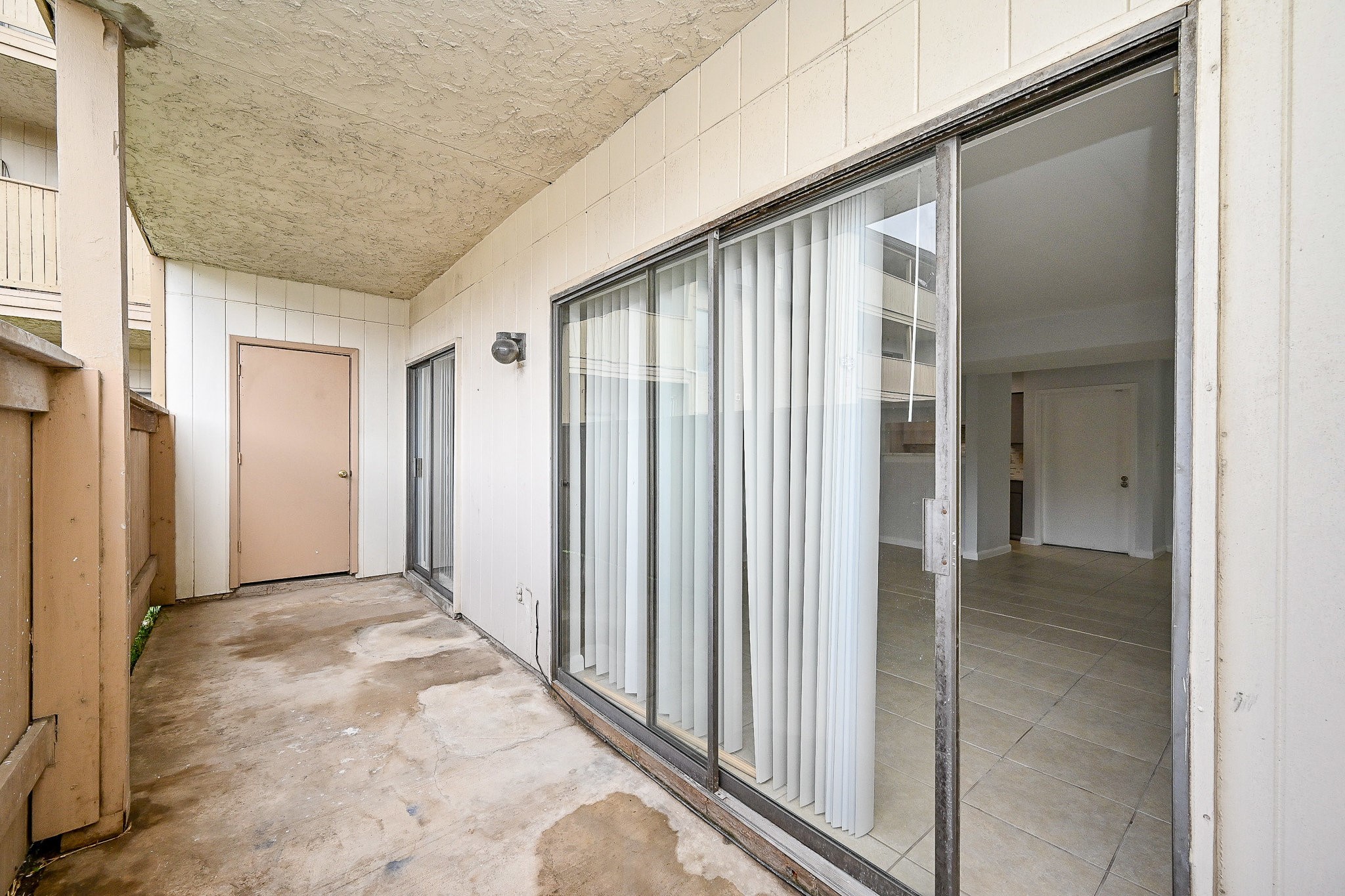Nice, covered patio with outside storage closet Nice, covered patio with outside storage closet