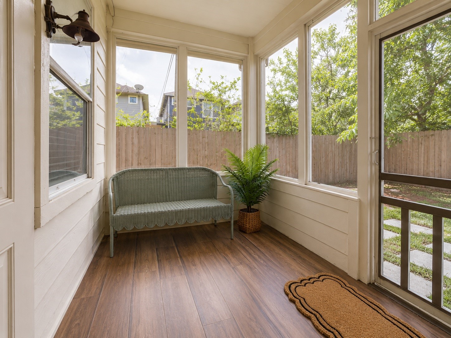 Enjoy your morning coffee on the cozy screened in back porch.