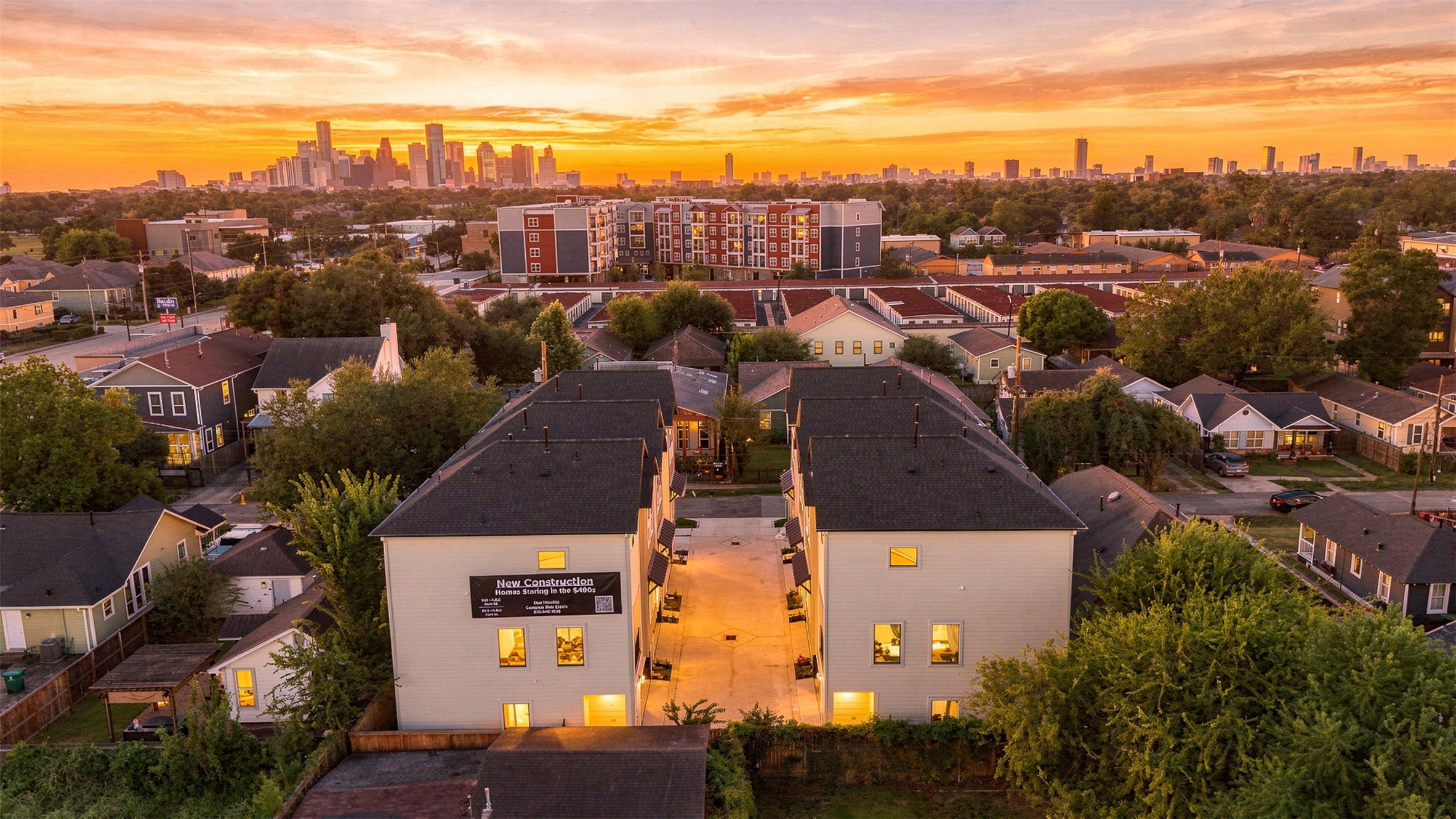 The tour closes with an evening view of the development and skyline.