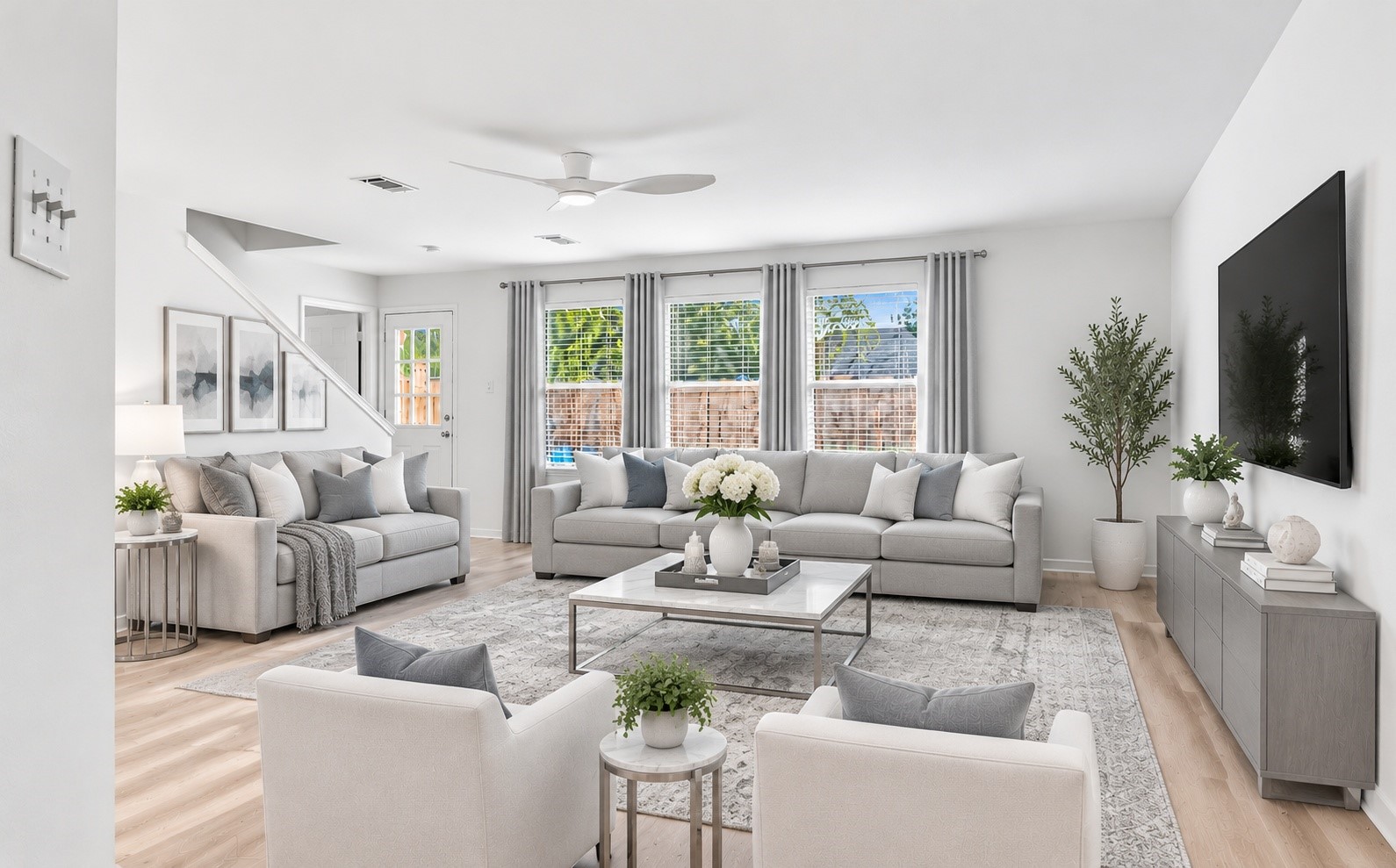The living room!
*This photo has been virtually staged*