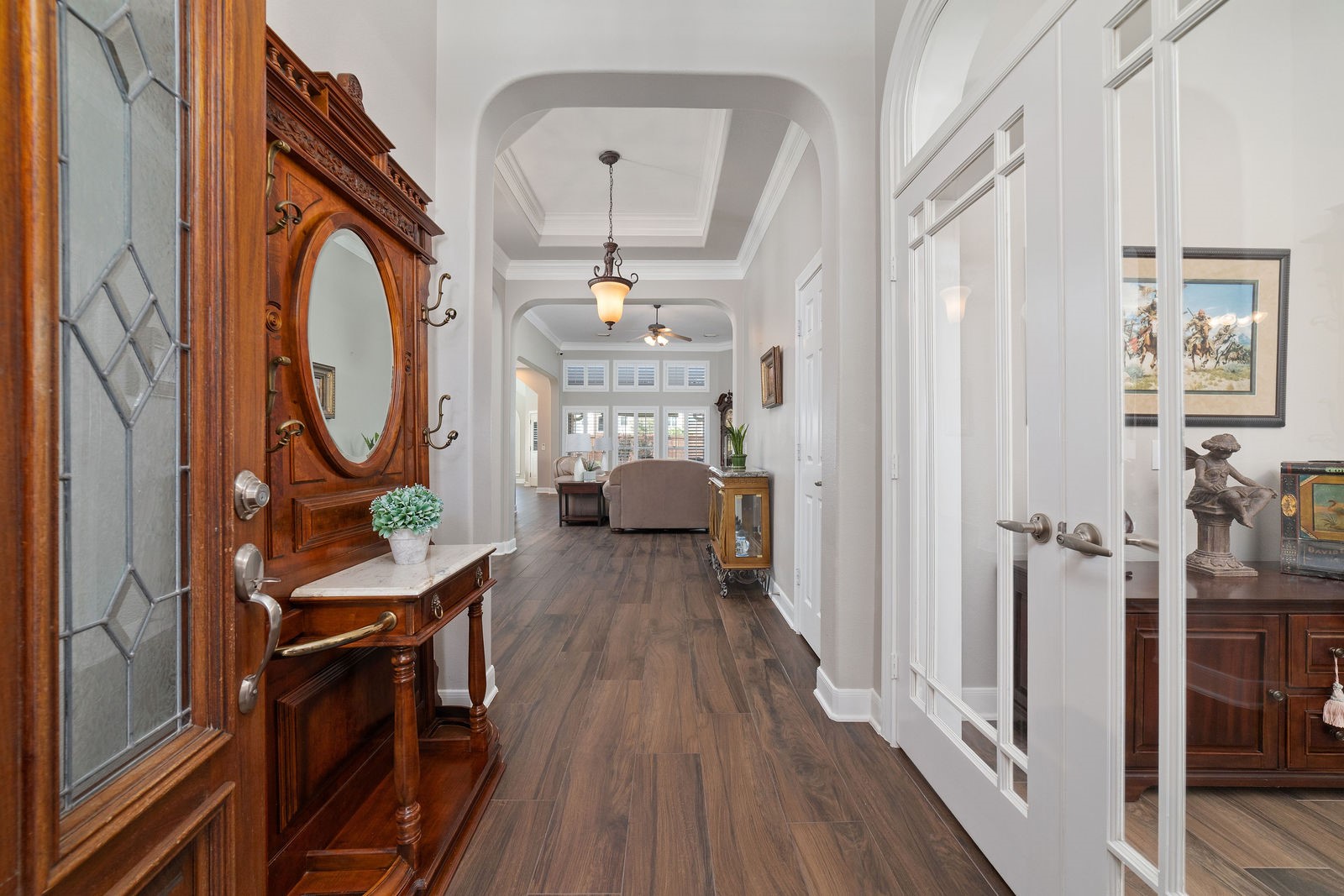 Looking from entry into home, office to the right