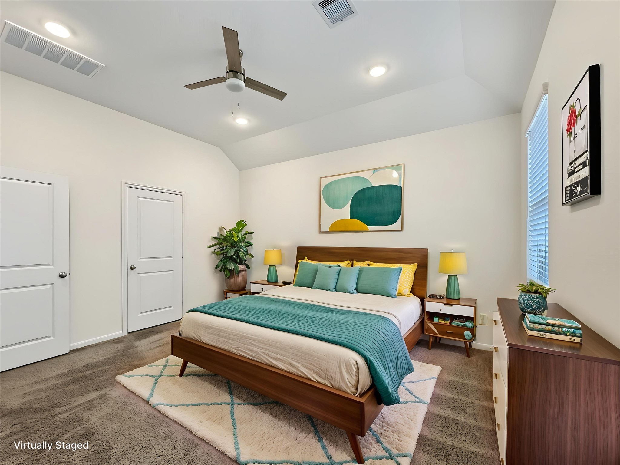 View of the primary bedroom virtually staged.