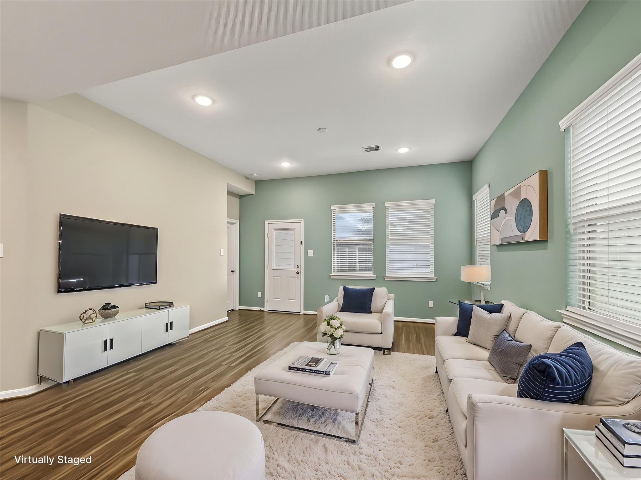 View of the virtual staged living room area.