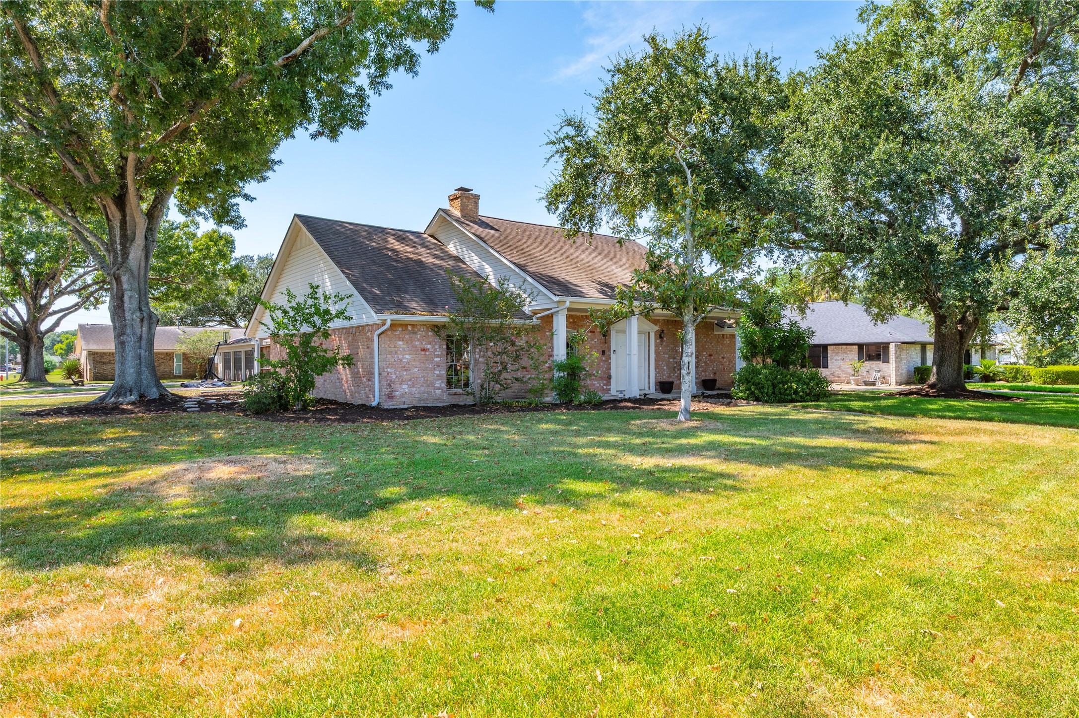 Home is situated on large corner lot.