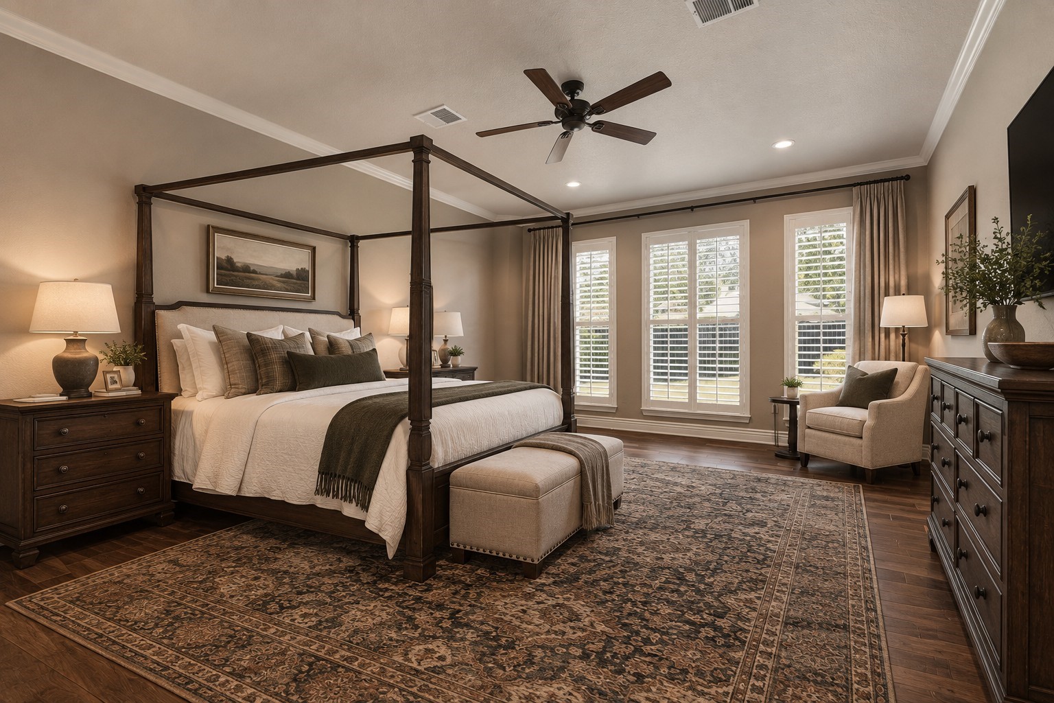 Spacious oversized bedroom with large windows for abundant light. *AI staged*