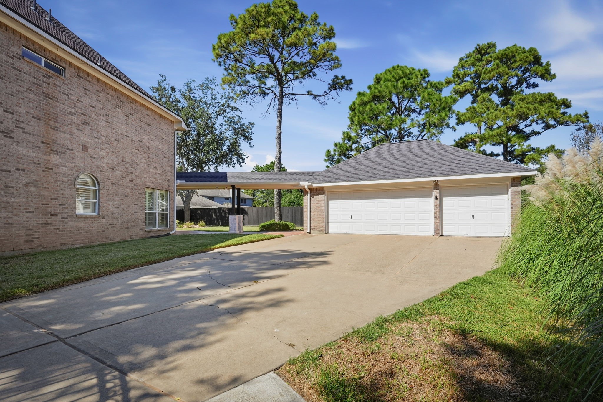 Spacious three-car detached garage.