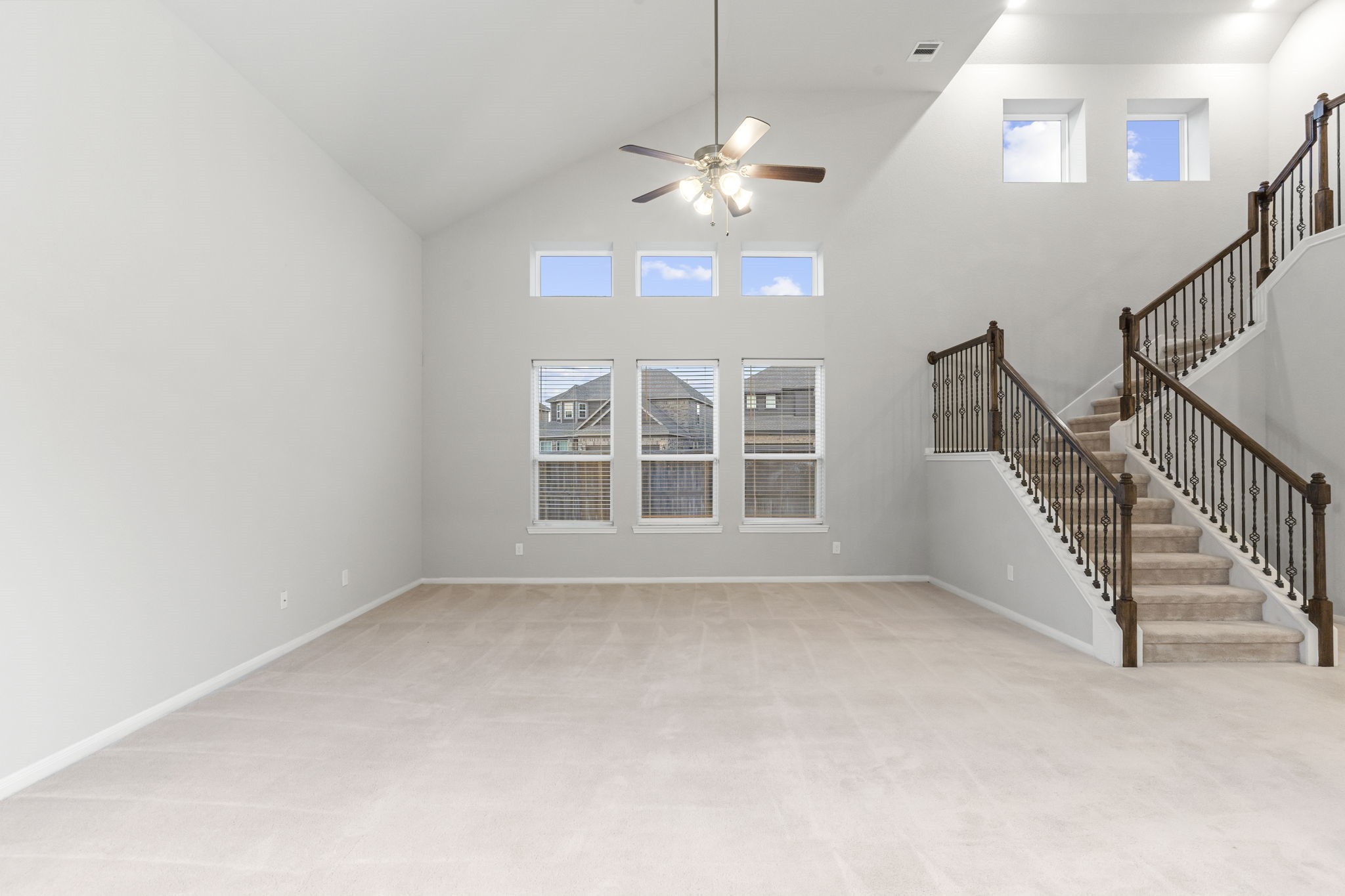 Alternate View of the High Ceiling Living Room