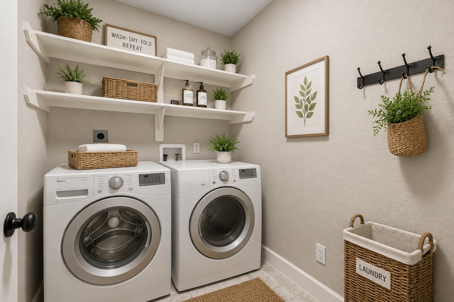 Utility room virtually staged.