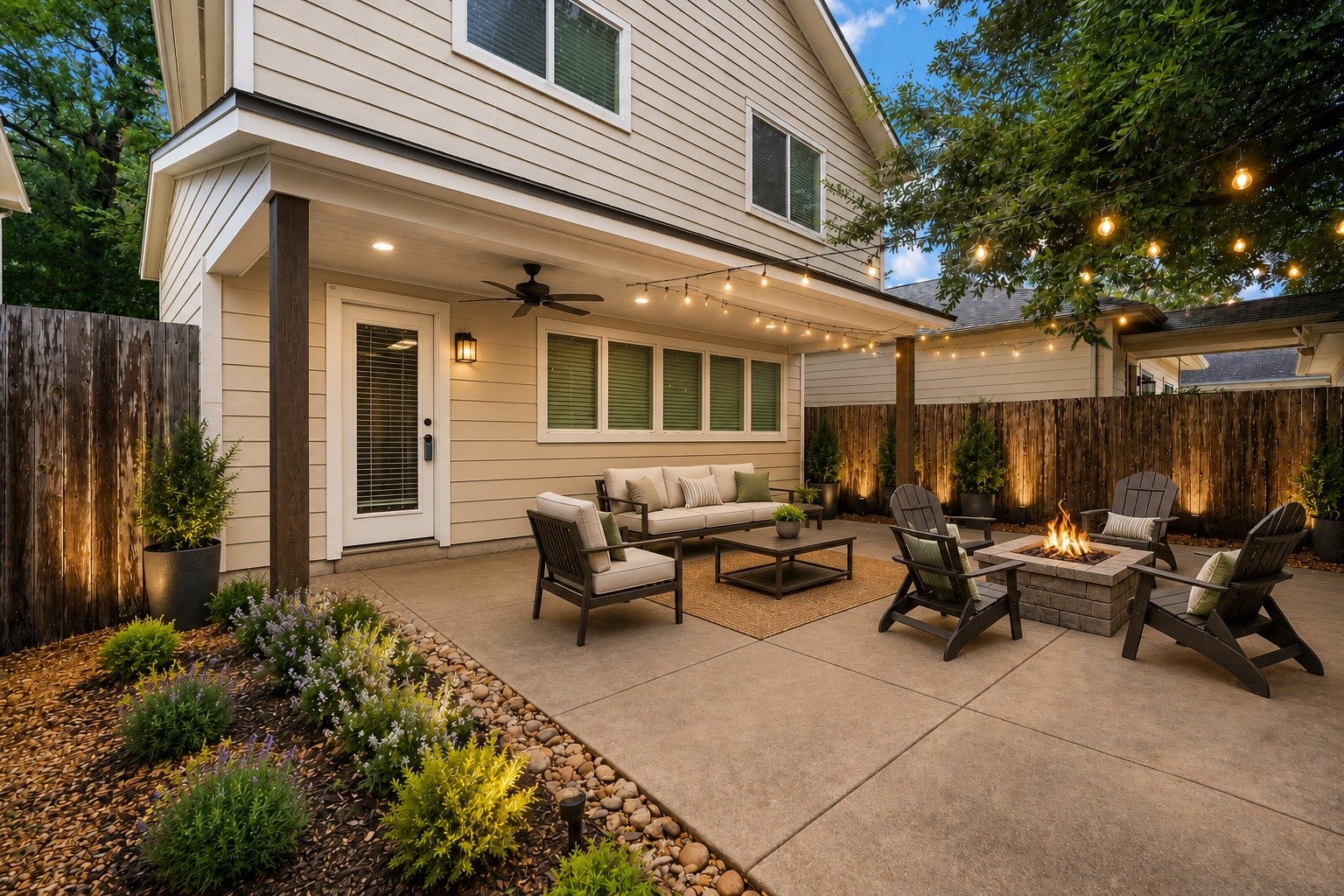 Virtually staged back patio