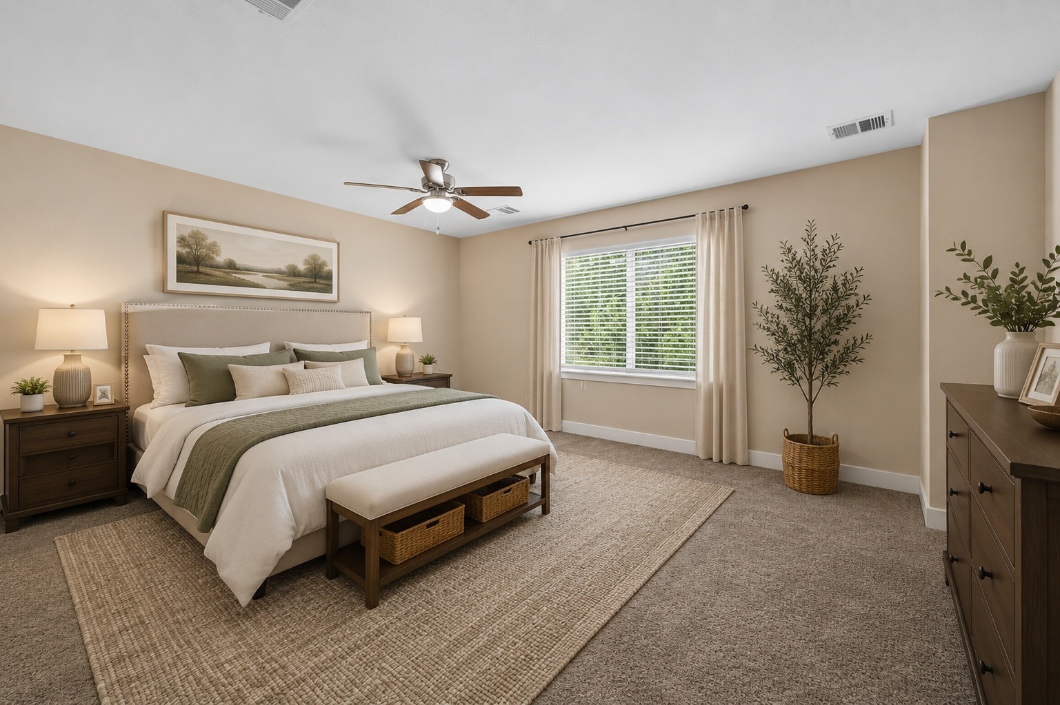Primary bedroom virtually staged