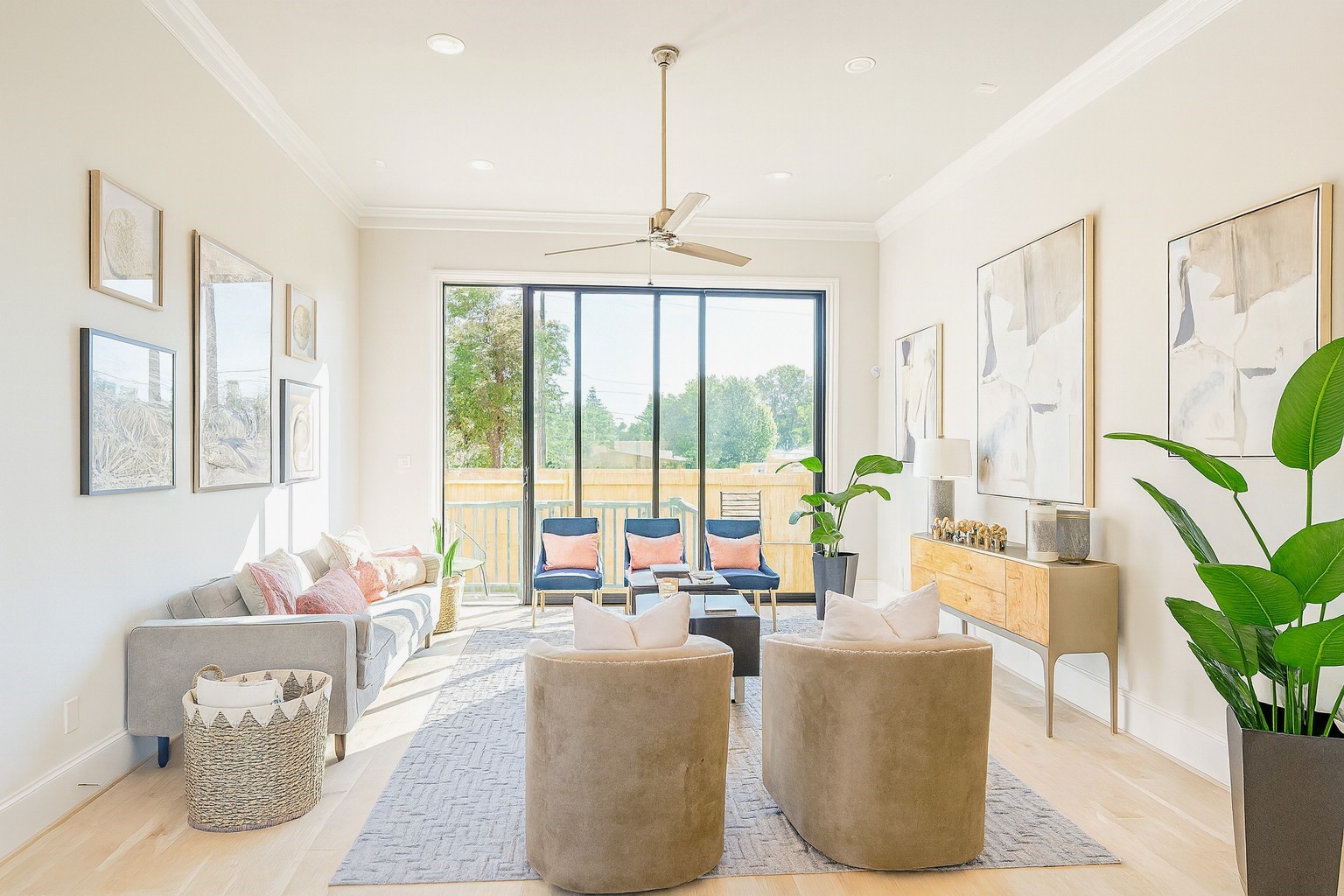 Indoor and Outdoor Living - 10 FT Tall - Sliding Glass Doors open to back patio and fenced-in back yard. Indoor and Outdoor Living - 10 FT Tall - Sliding Glass Doors open to back patio and fenced-in back yard.