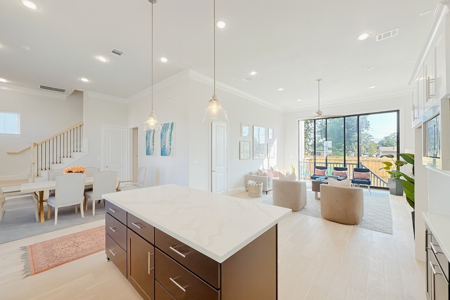 Want Openness? 12 FT Ceilings dressed in Double Crown Molding - Wide Plank Wood Floors Want Openness? 12 FT Ceilings dressed in Double Crown Molding - Wide Plank Wood Floors