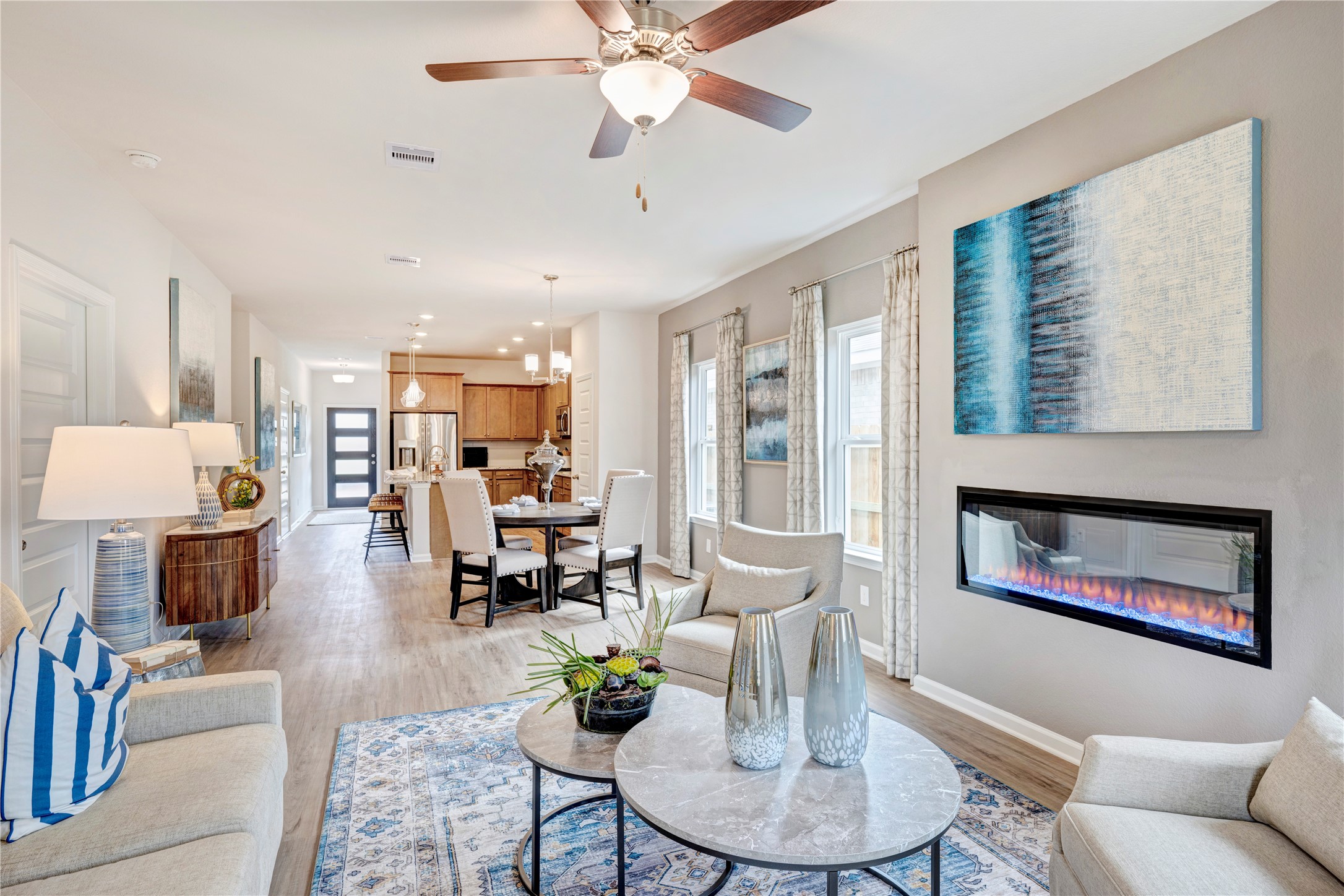 The Piedmont- Family Room with linear electric fireplace