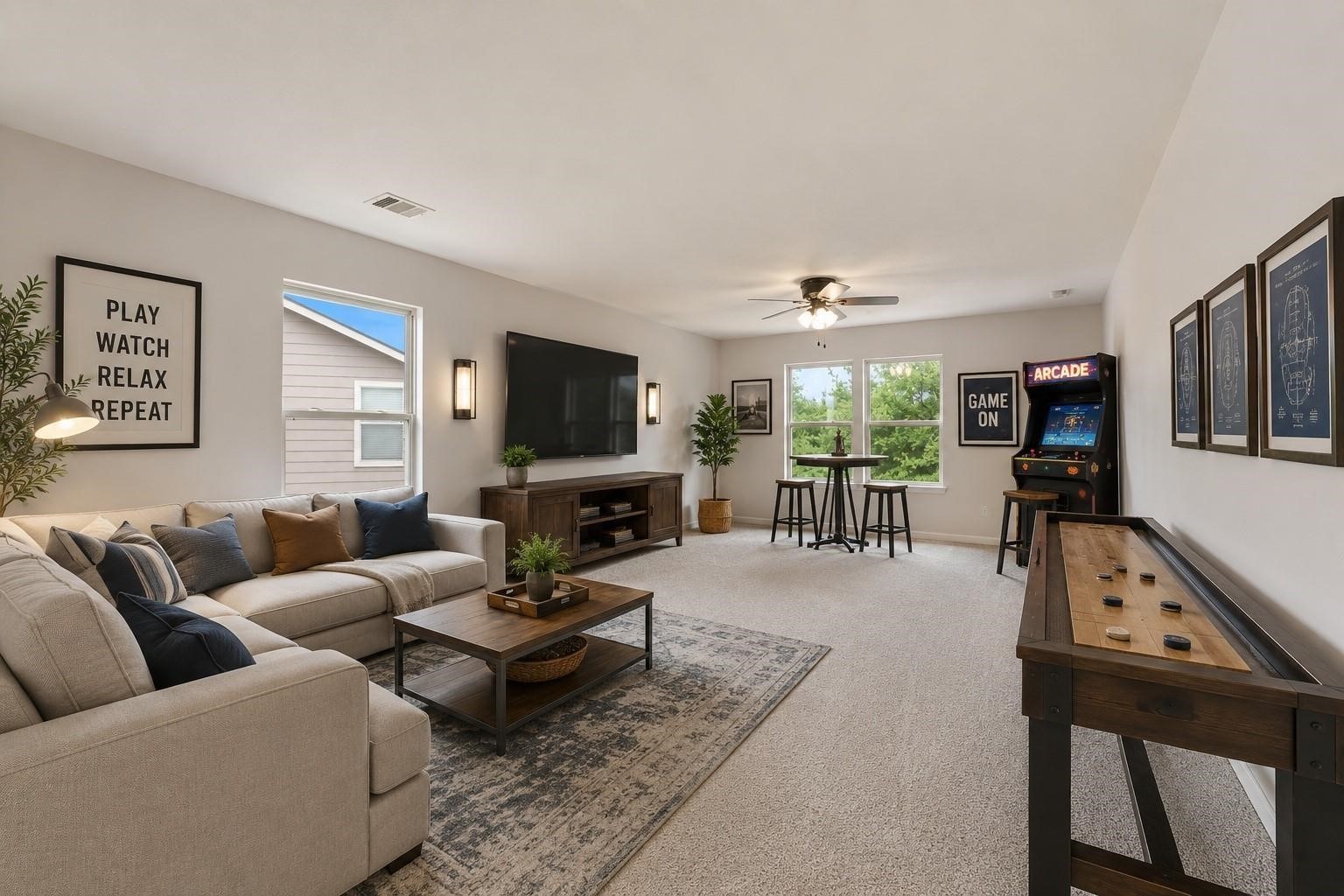 Gameroom virtually staged