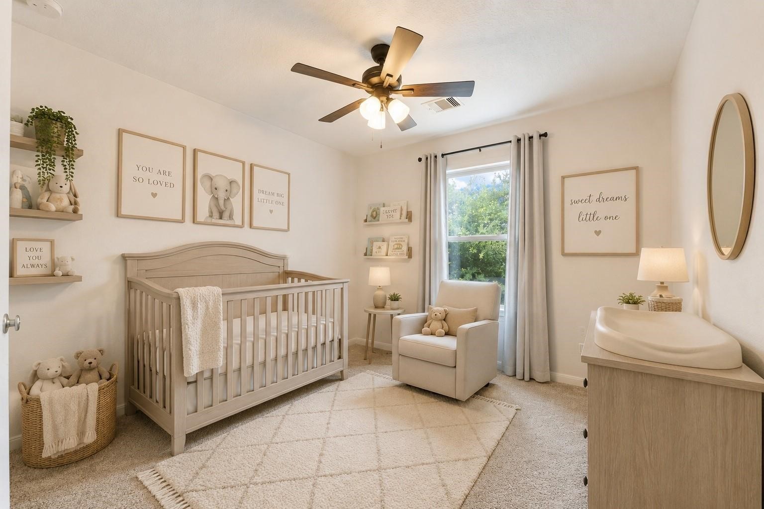 Secondary bedroom.  Virtually staged
