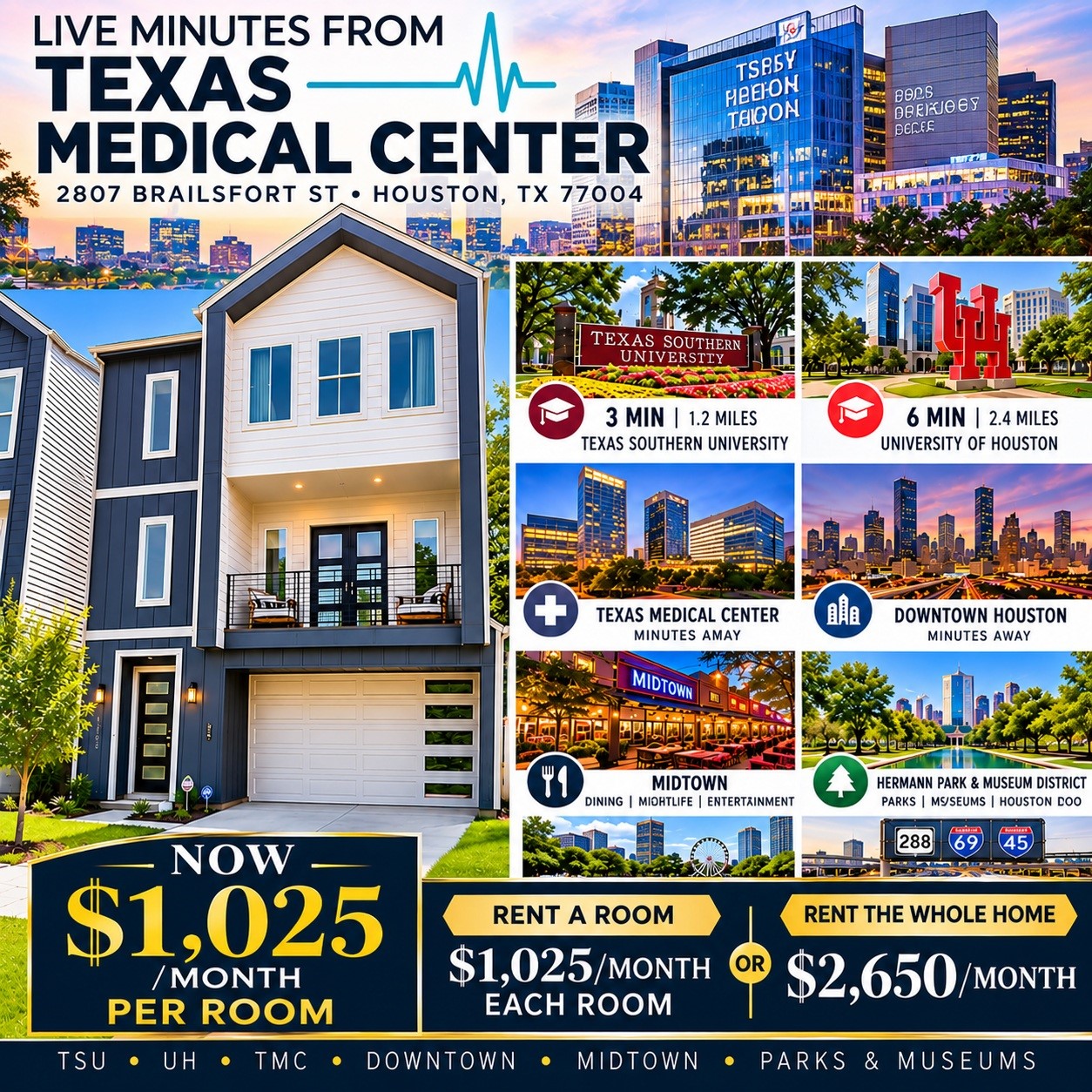 Rent a room or the entire house!