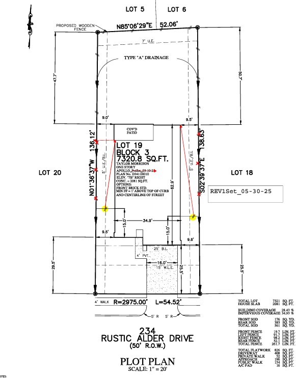 234 Rustic Alder Drive Preliminary Plot Plan