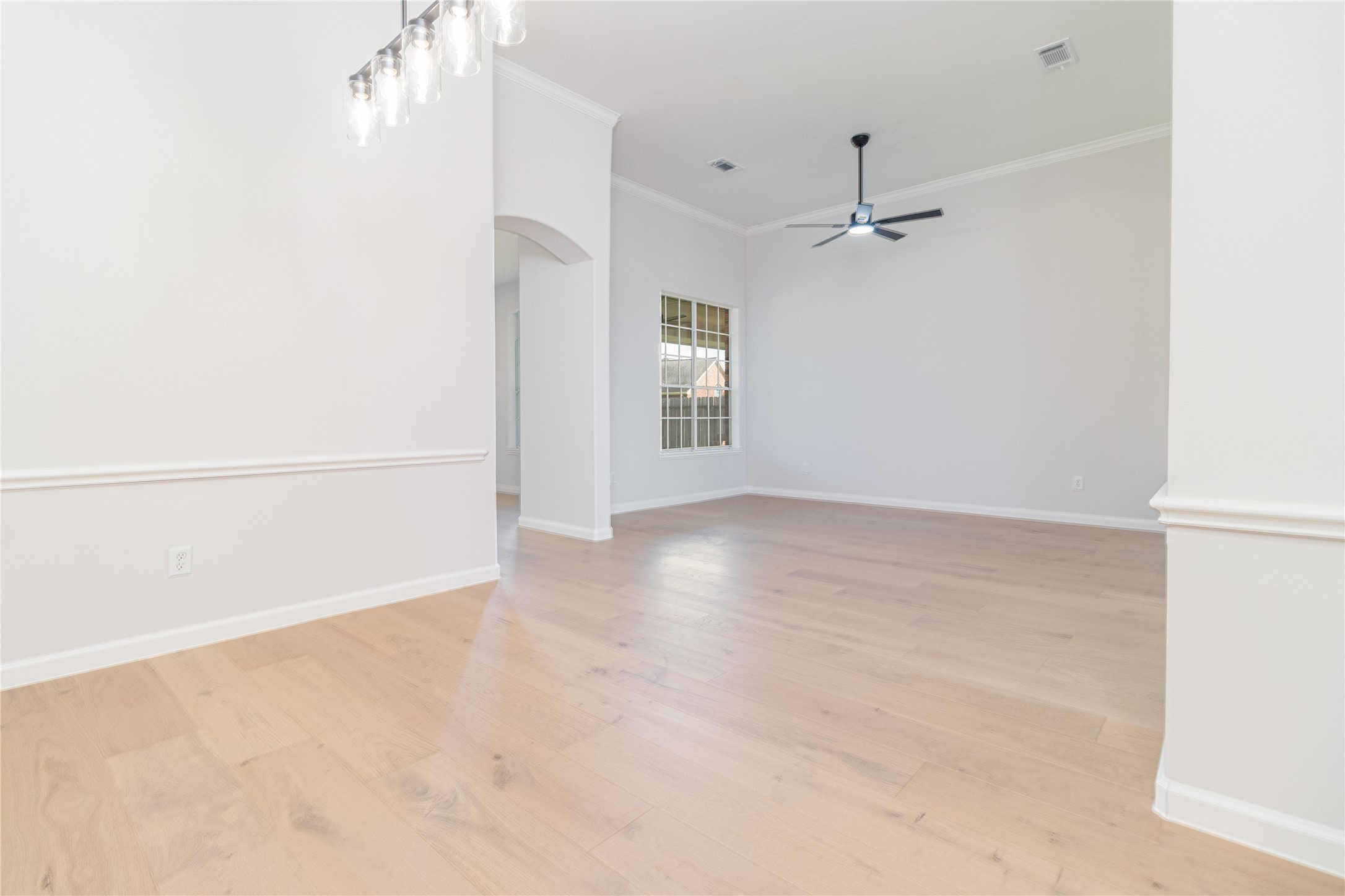 View from the dining room to the formal living or study. View from the dining room to the formal living or study.