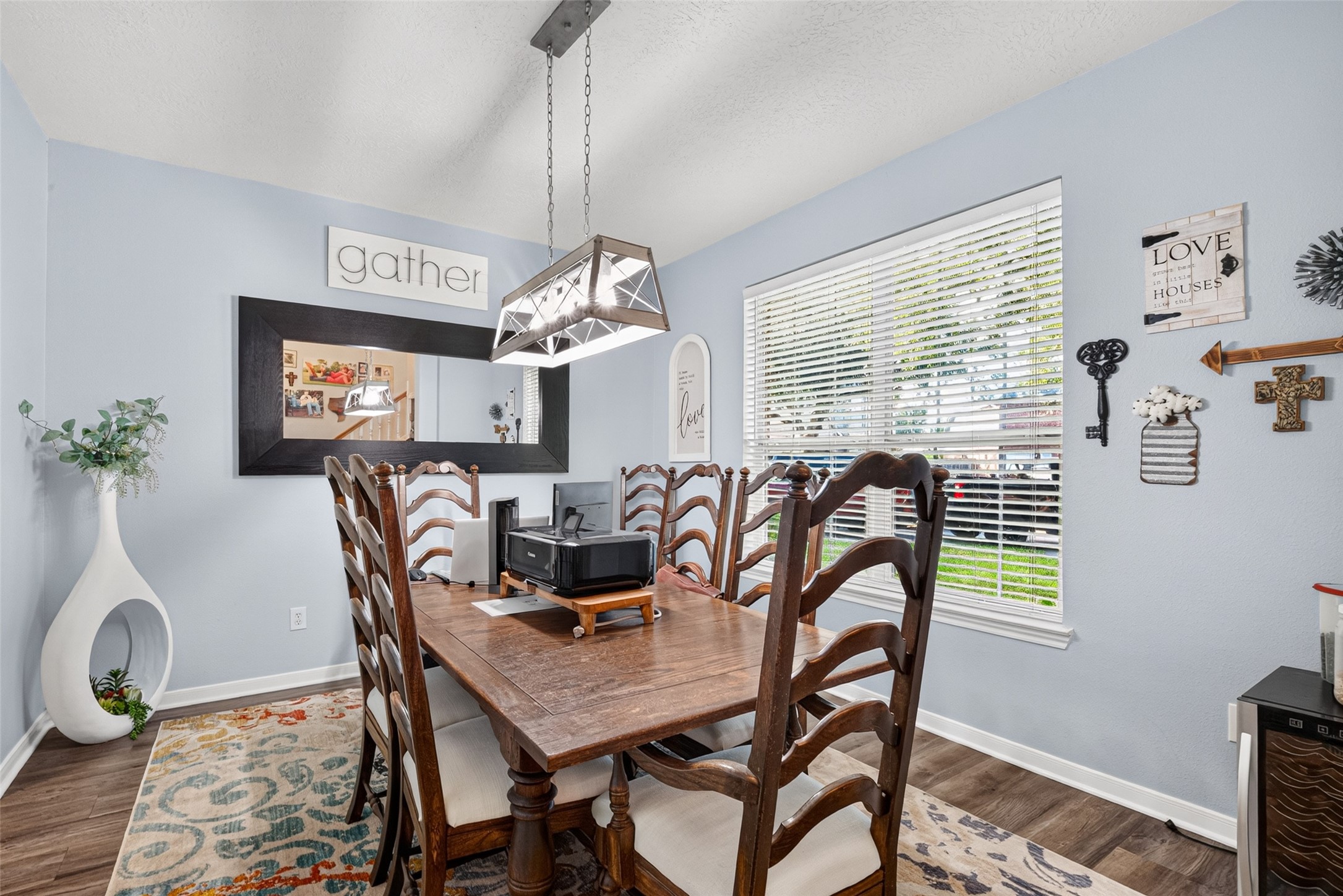 Formal dining room with space to gather everyone around the table. Formal dining room with space to gather everyone around the table.