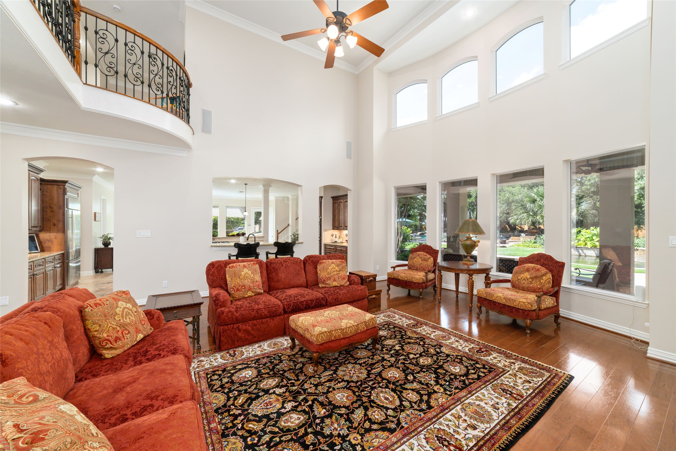 The open layout connects seamlessly to the kitchen.