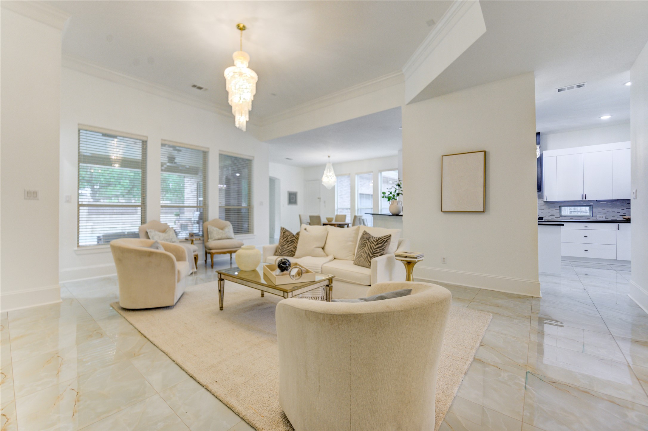 The perfect living space that seamlessly flows to breakfast area and kitchen. The perfect living space that seamlessly flows to breakfast area and kitchen.