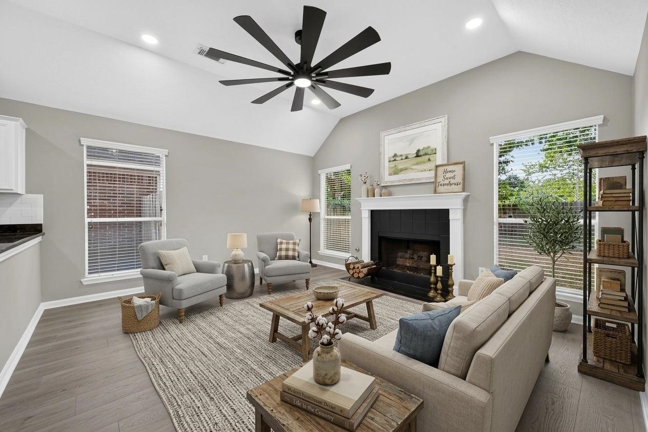 Virtually staging living room