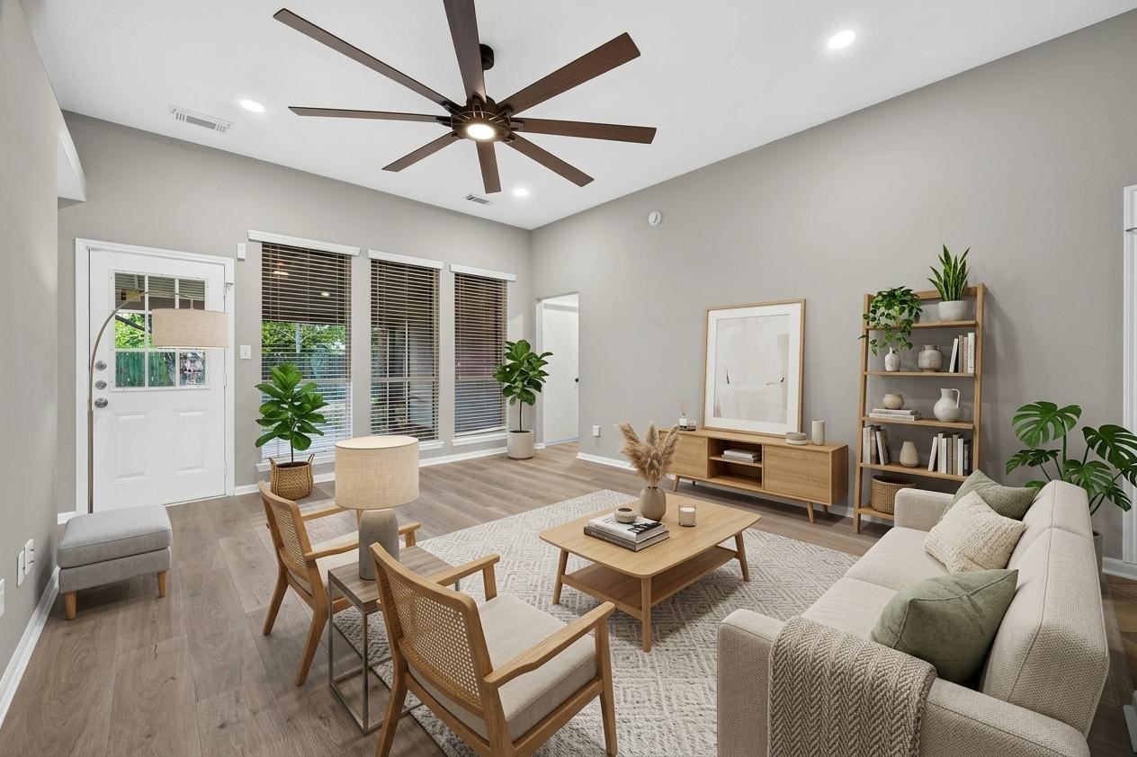 Virtually staging living room