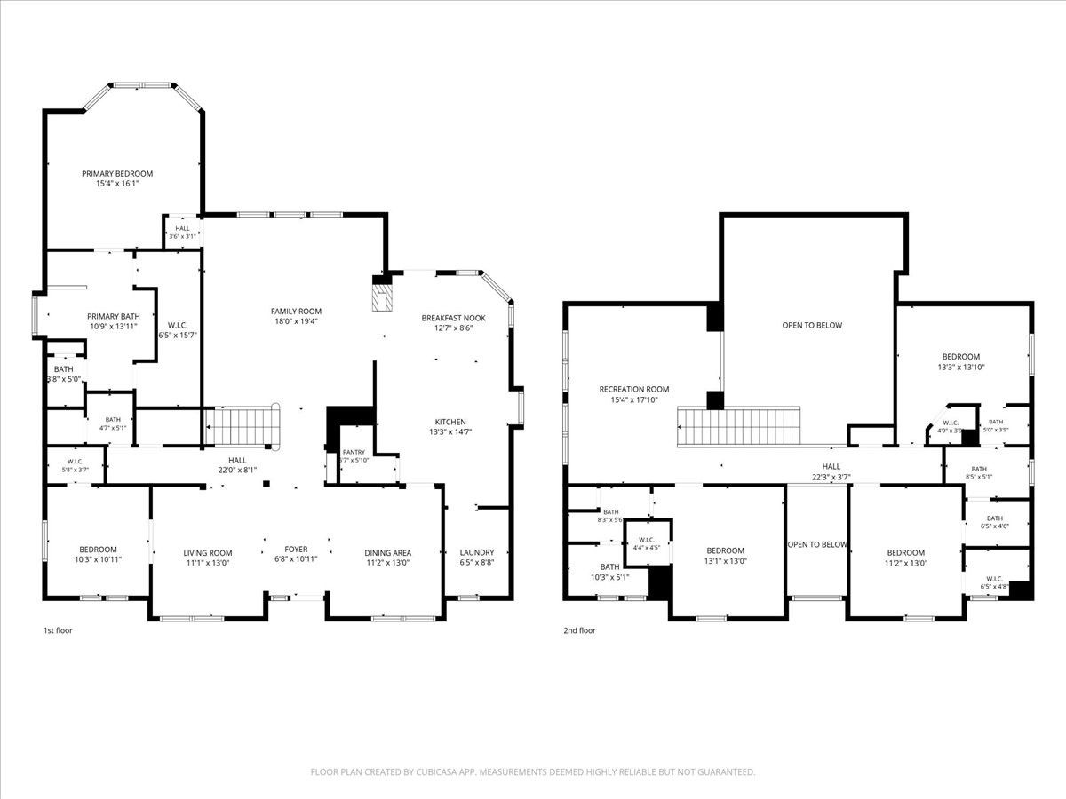 Floor plan of the first and second floors.