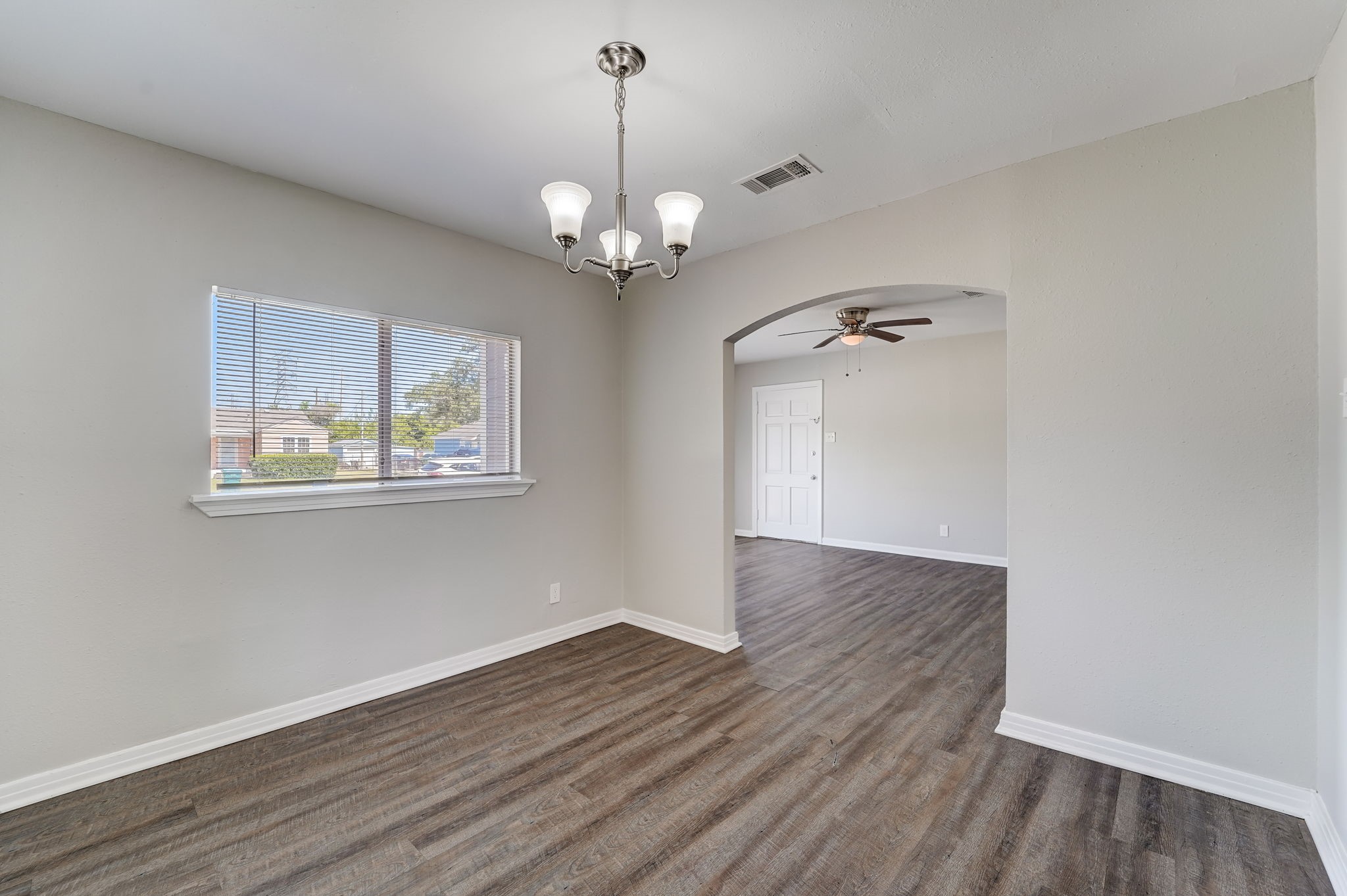 Spacious dining area that opens to the living room and kitchen.