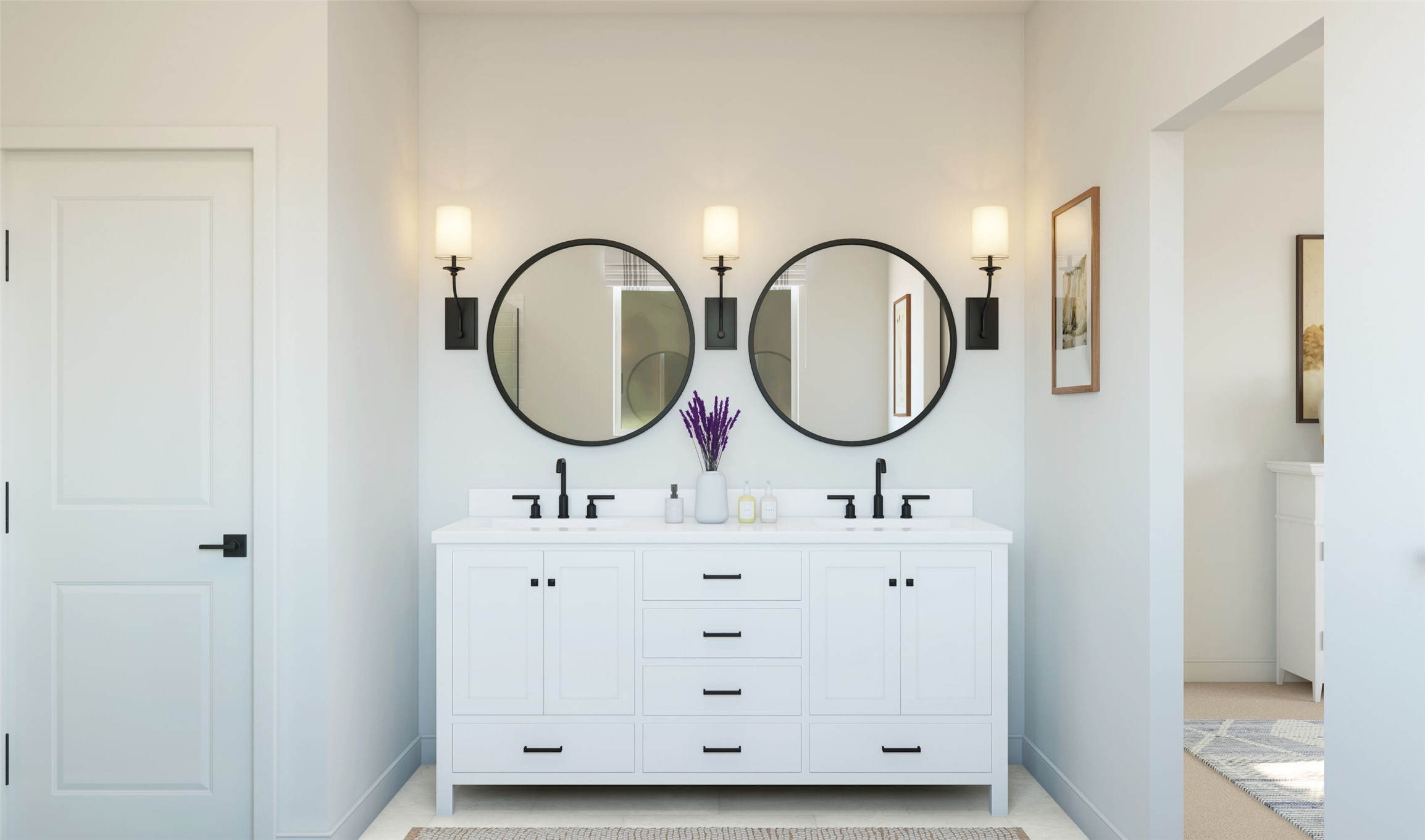 Relaxing primary bath (*Artist rendering used for illustration purposes only. Colors/finishes may differ from the ones currently selected in the home.)