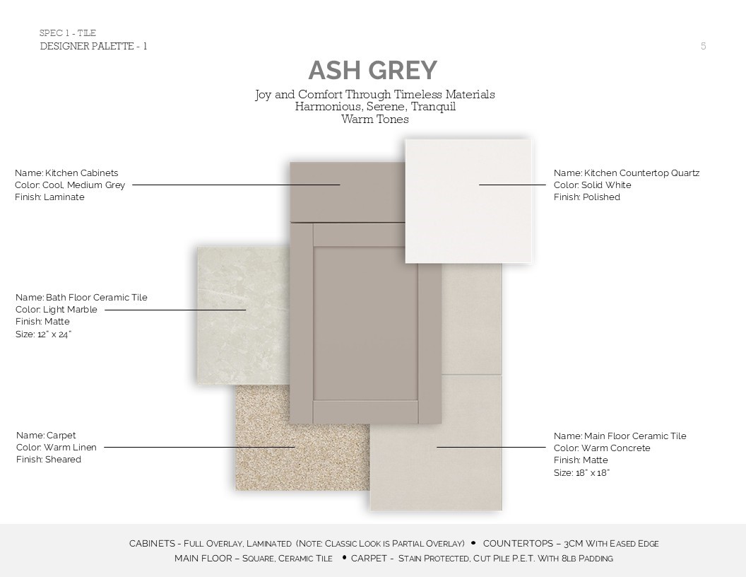 Farmhouse Look Palette 1 Selection Sheet (*Artist rendering used for illustration purposes only.)