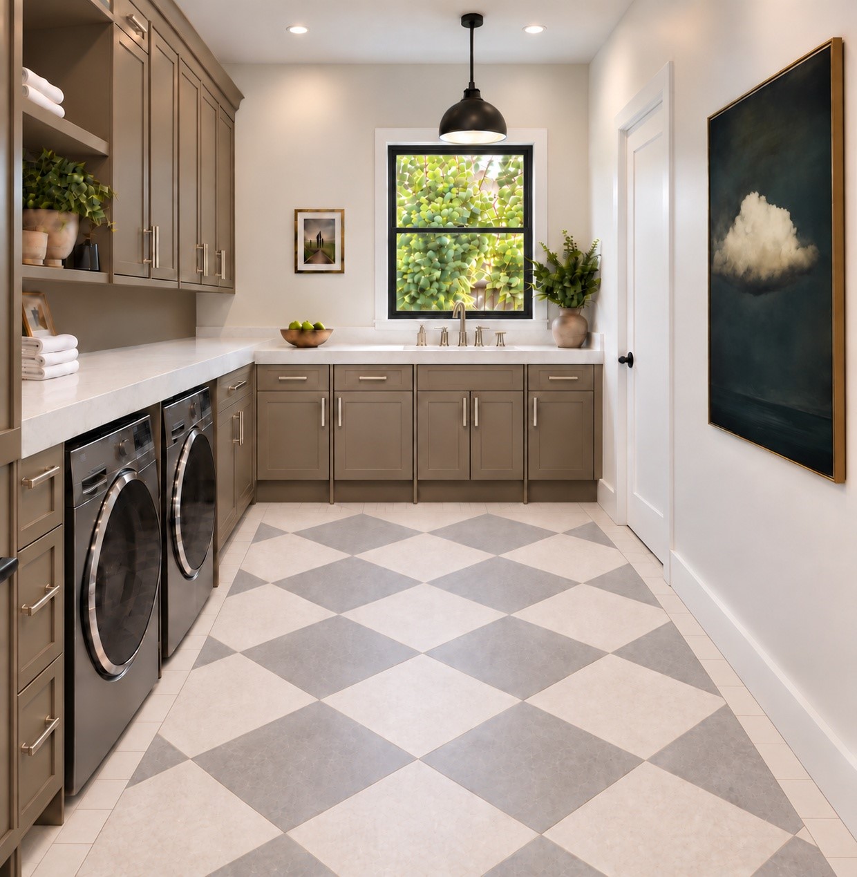 More than just a utility space, this well-sized laundry room offers convenience and efficiency. With room for both washer and dryer, plus storage and folding areas, it streamlines household chores while keeping everything organized and out of sight. - This is a conceptual rendering - The property is currently under construction, estimated completion March 2027. Design, materials and finishes are illustrative and subject to change. Visit our staged home at 1002 E. 25th Street.