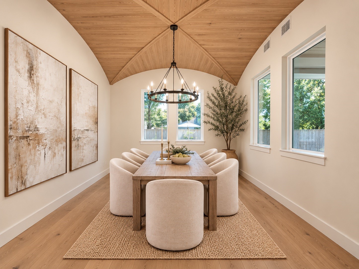 Host unforgettable meals in this intimate yet spacious dining room. Perfectly sized for family gatherings or elegant dinner parties, it offers room for a large table and chairs while maintaining a cozy ambiance. A stunning backdrop for creating lasting memories. -  This is a conceptual rendering - The property is currently under construction, estimated completion March 2027. Design, materials and finishes are illustrative and subject to change. Visit our staged home at 1002 E. 25th Street.