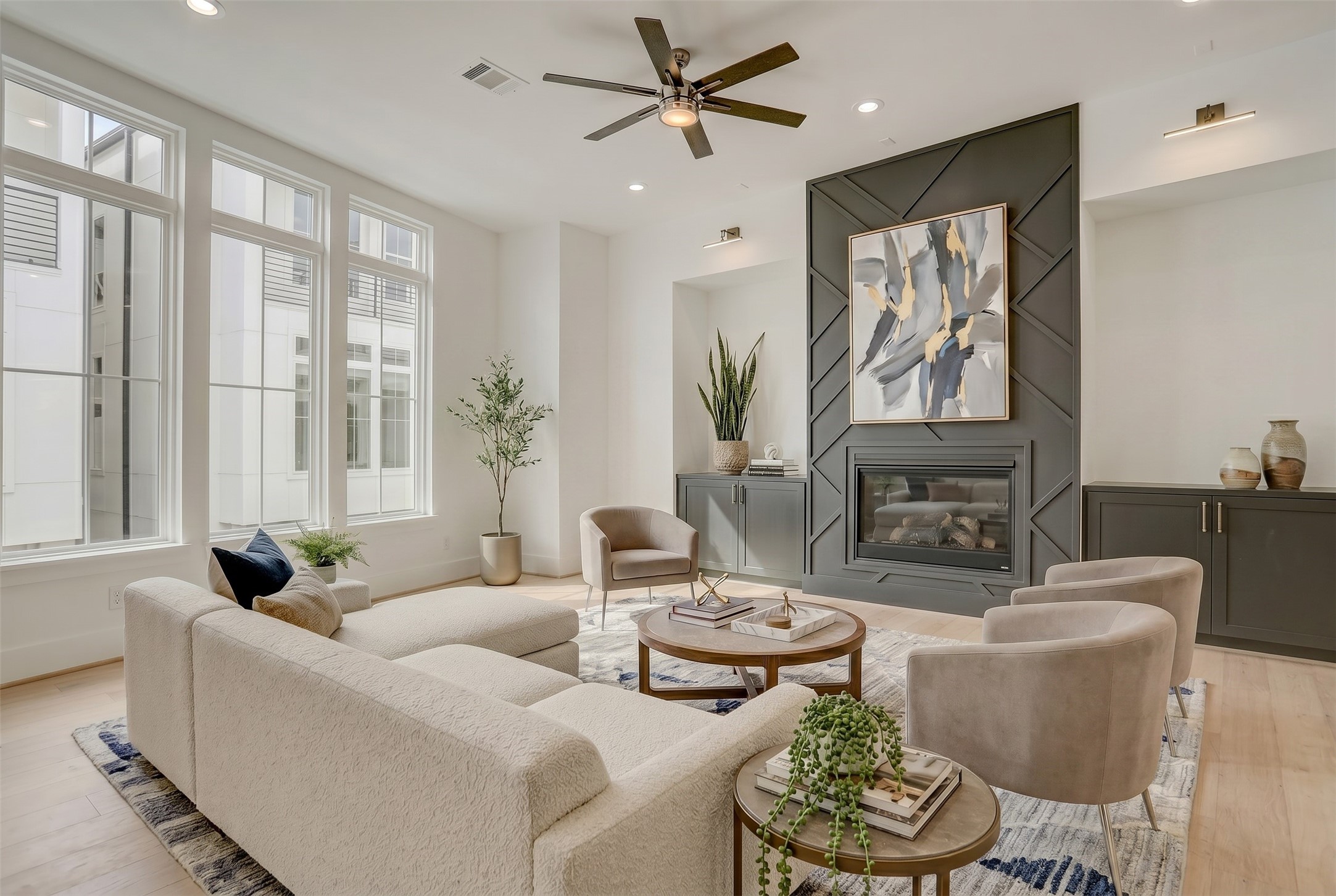 The second floor living area is showered in natural light and offers magnificent focal points and size. Virtually staged photo. The second floor living area is showered in natural light and offers magnificent focal points and size. Virtually staged photo.