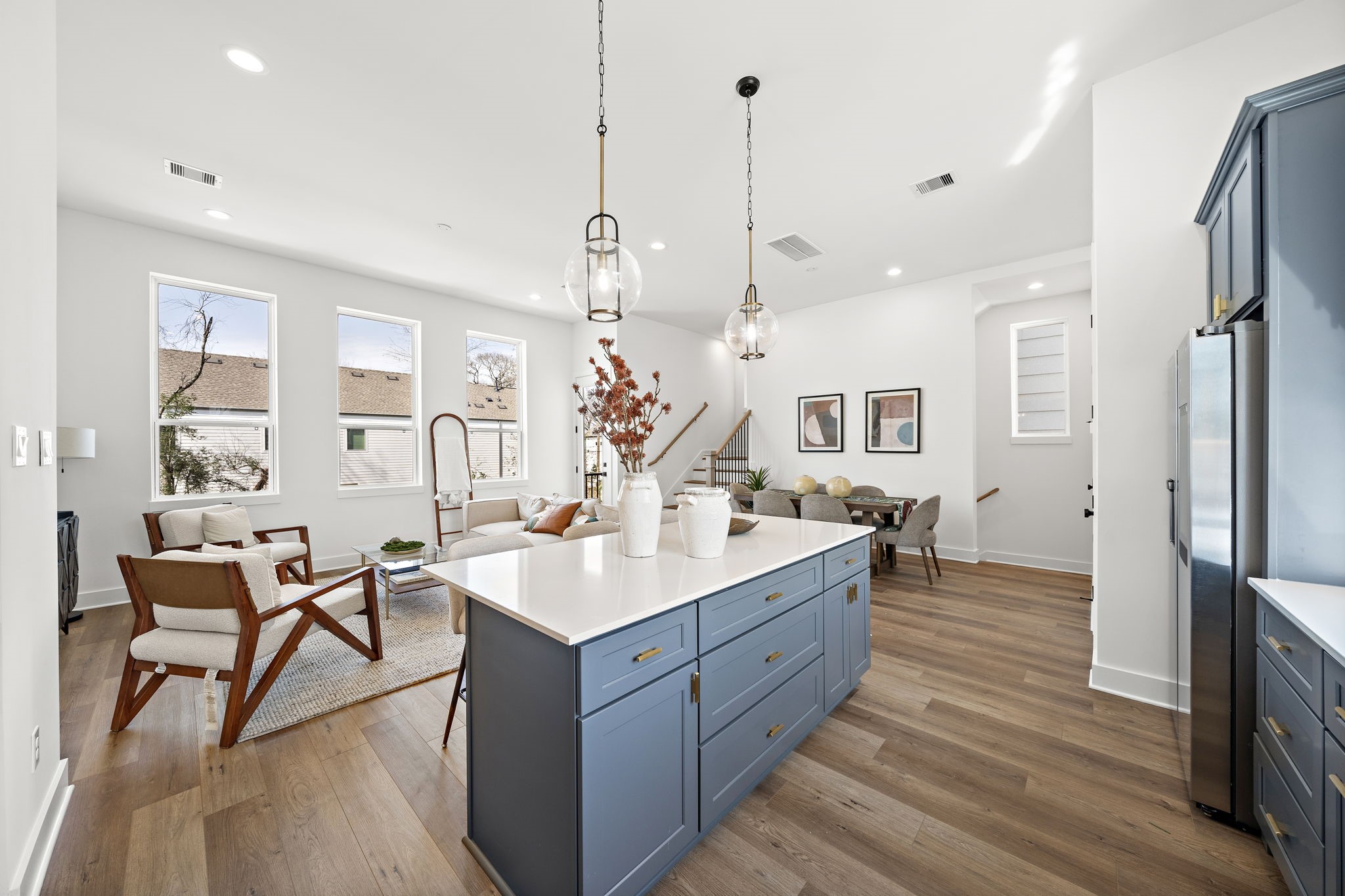 This kitchen island offers ample cabinet space for all your storage needs.
