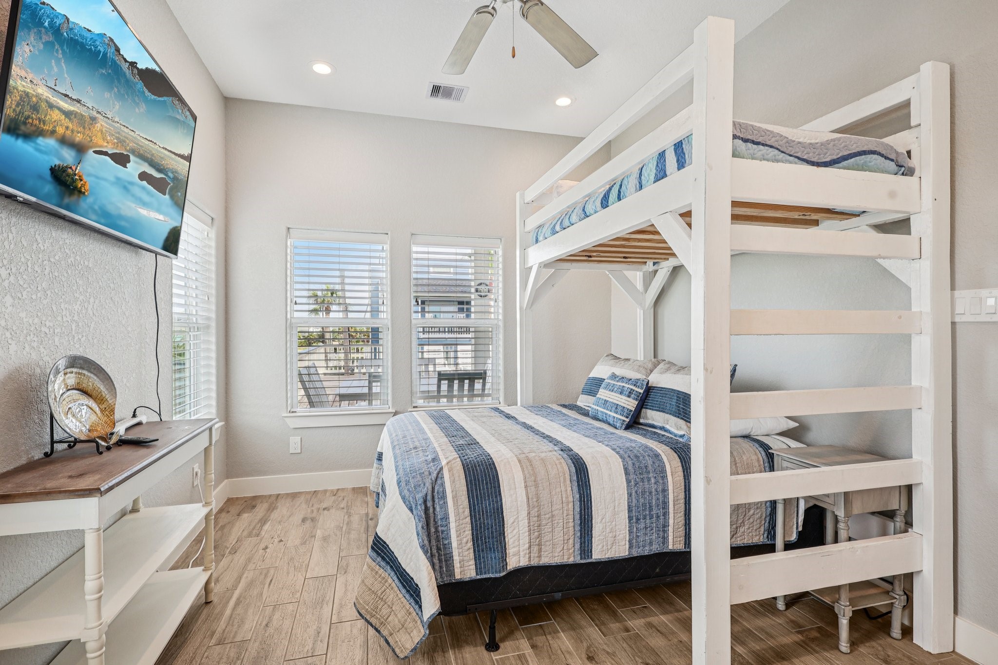 Bedroom #2 with Queen bed and
 twin bunk