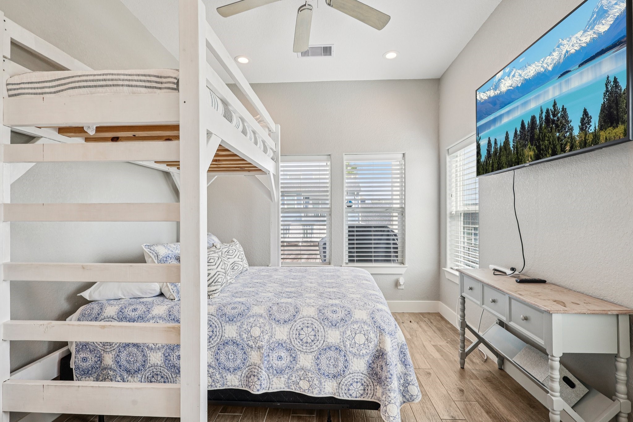 Bedroom #1 with Queen bed and
 twin bunk
