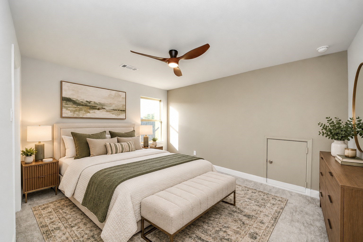 Virtually staged third bedroom located on the second floor.