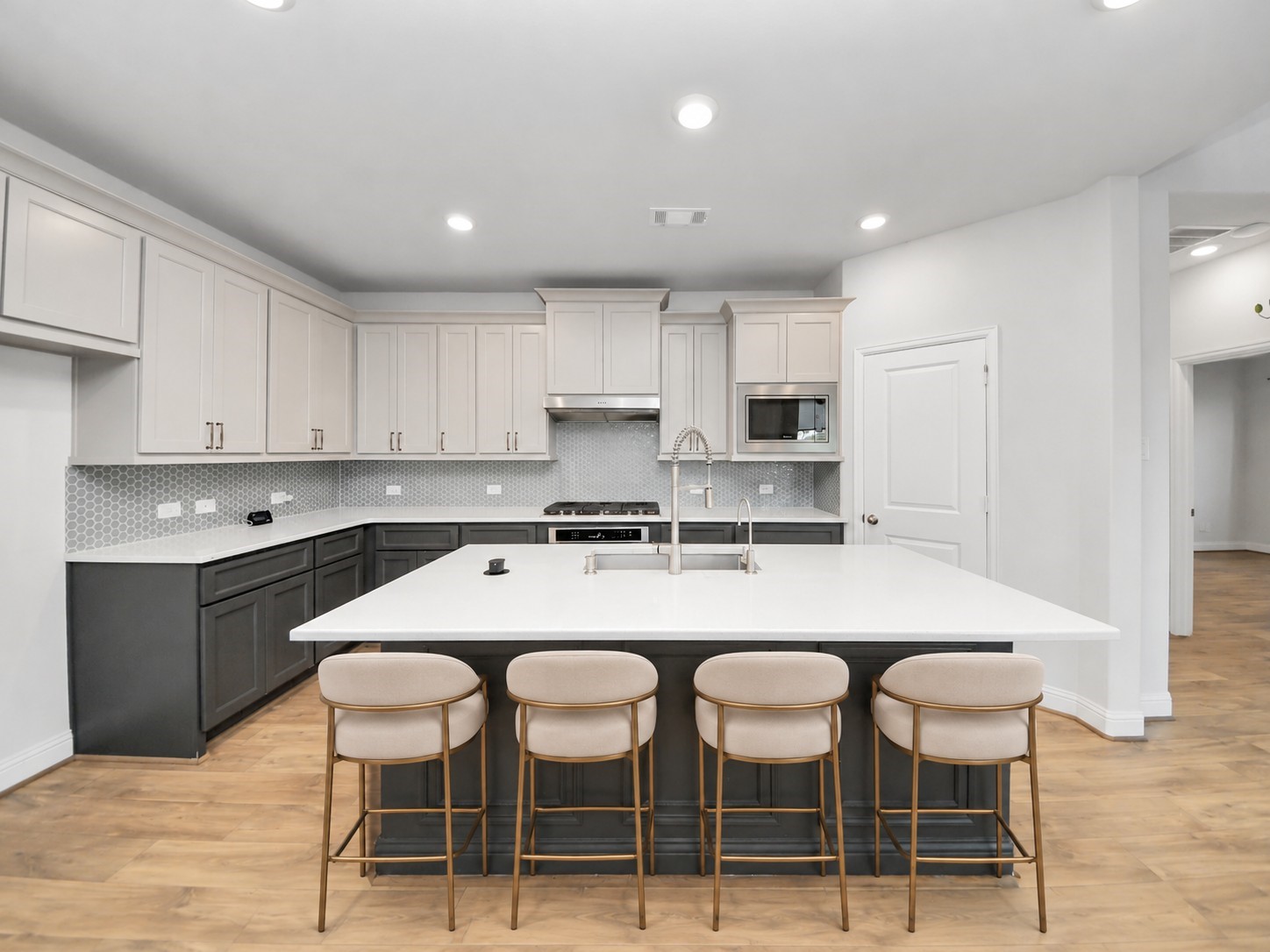 Virtually staged kitchen.