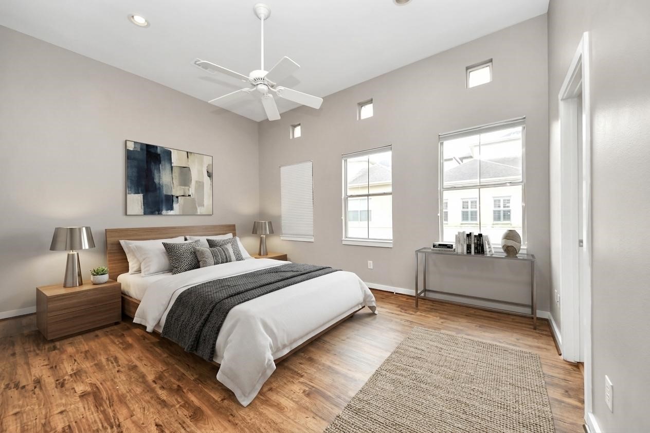 **Virtually staged primary bedroom