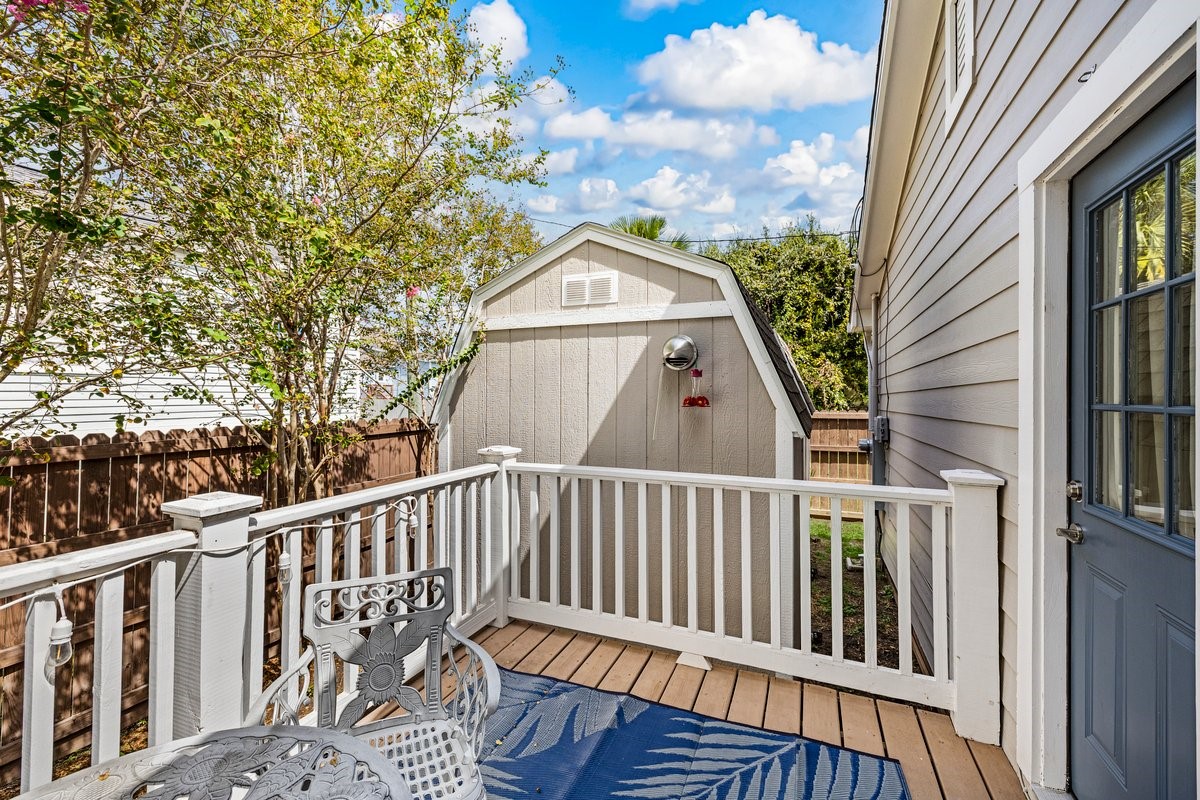 Private primary bedroom deck for enjoying coastal living in Galveston.