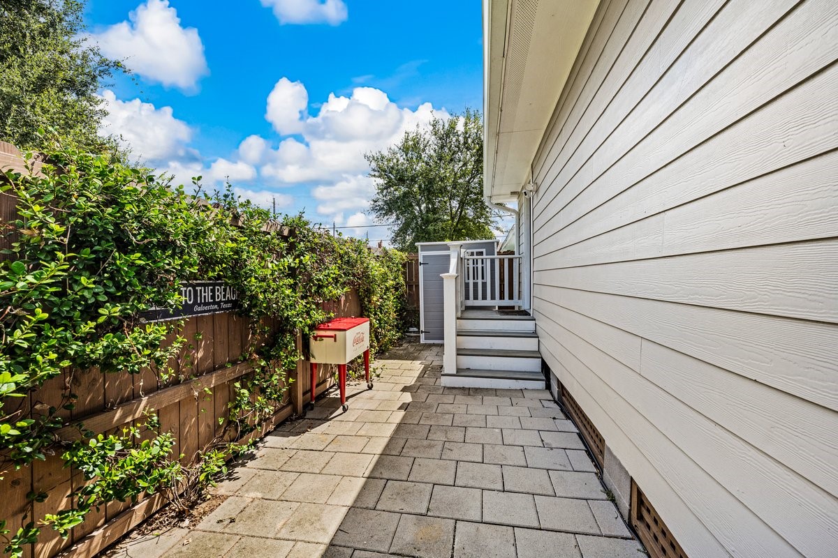 Inviting outdoor patio perfect for BBQs, grilling, and entertaining at 1414 29th Street in Galveston, TX.