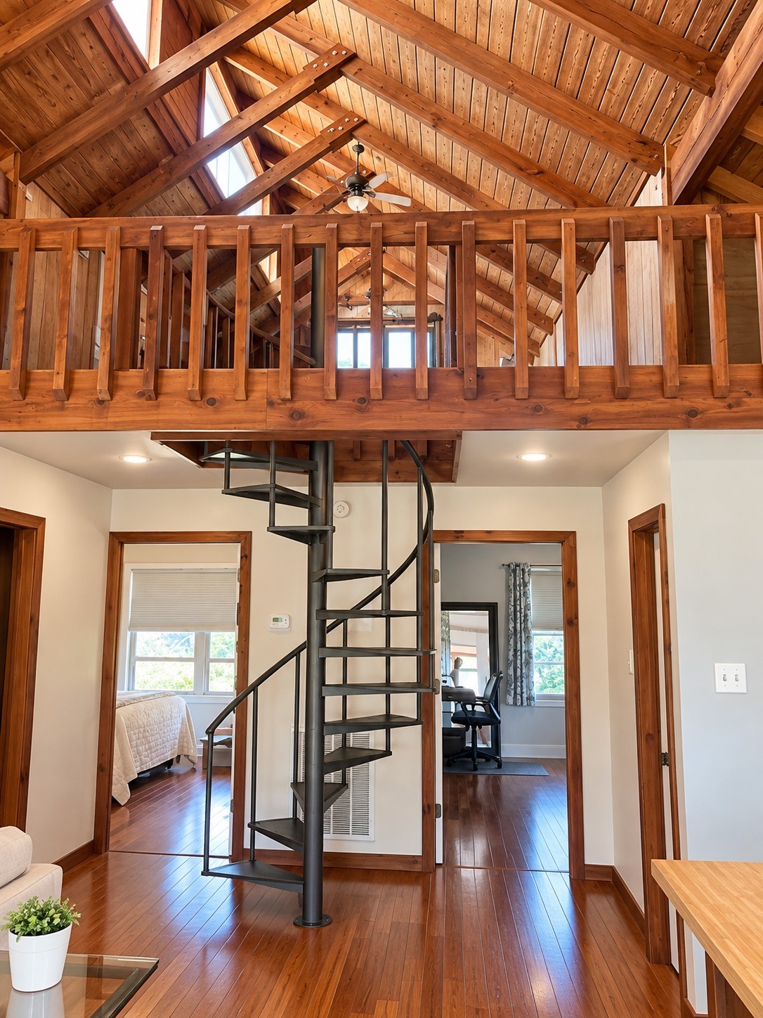 Great spiral staircase to the loft area