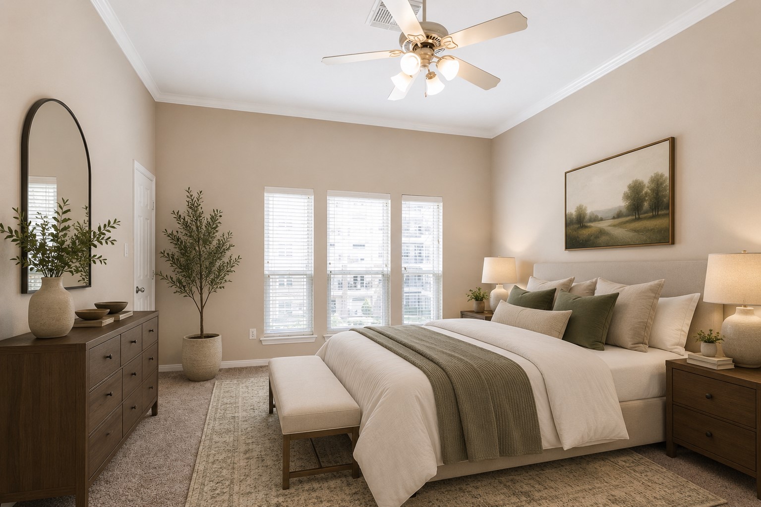 VIRTUALLY STAGED primary bedroom