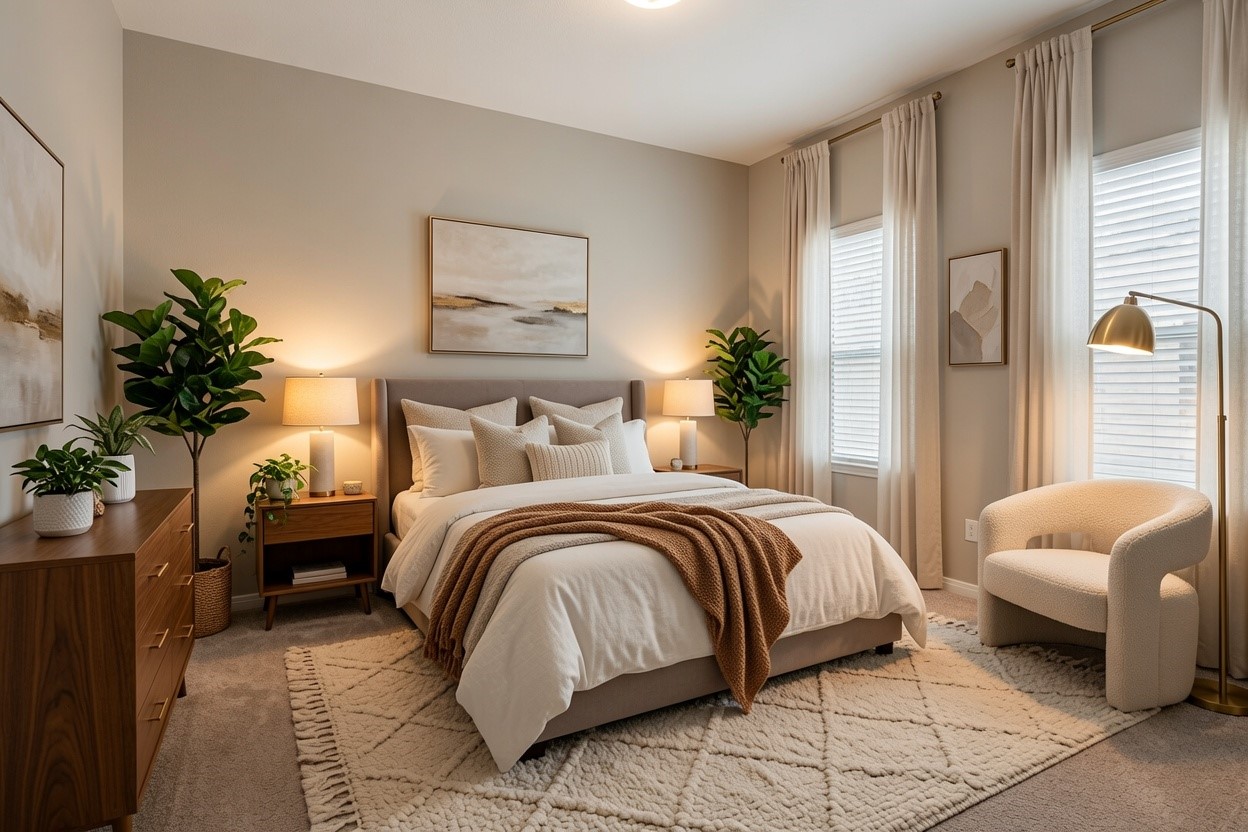 VIRTUALLY STAGED bedroom 3 on 3rd level at rear of home