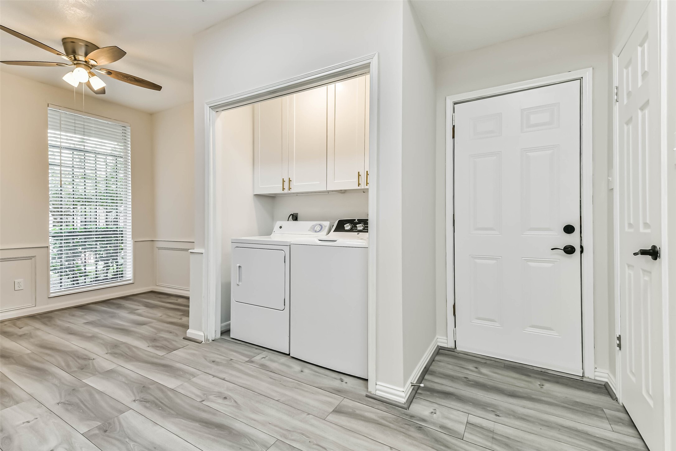 There are two pantry's and two full size washer and dryer for this unit.