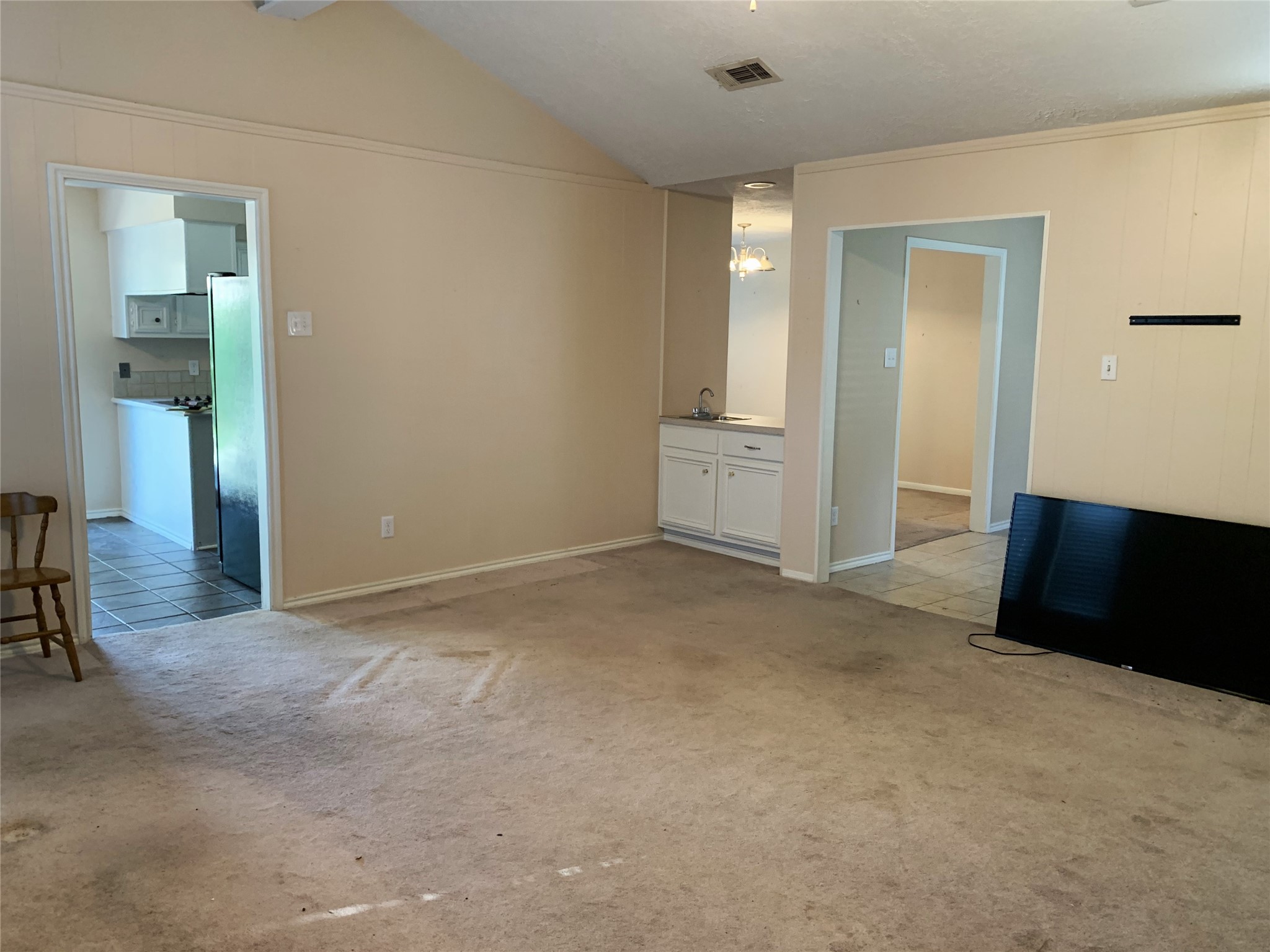 living area to beverage area